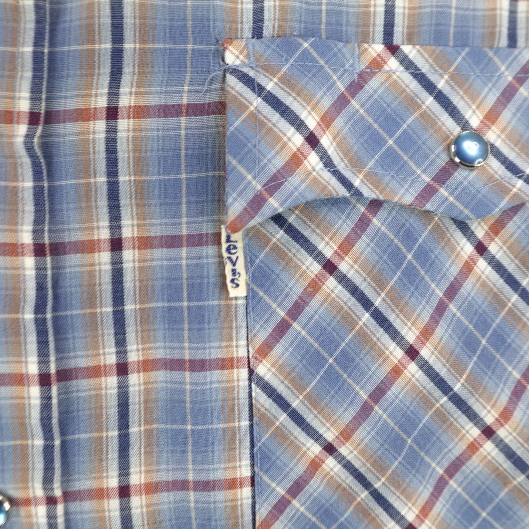 Levi's VINTAGE Levi's Shirt Mens Large Blue Plaid Western Pearl Snap Ranch White Tab 70s Size US L / EU 52-54 / 3 - 3 Thumbnail