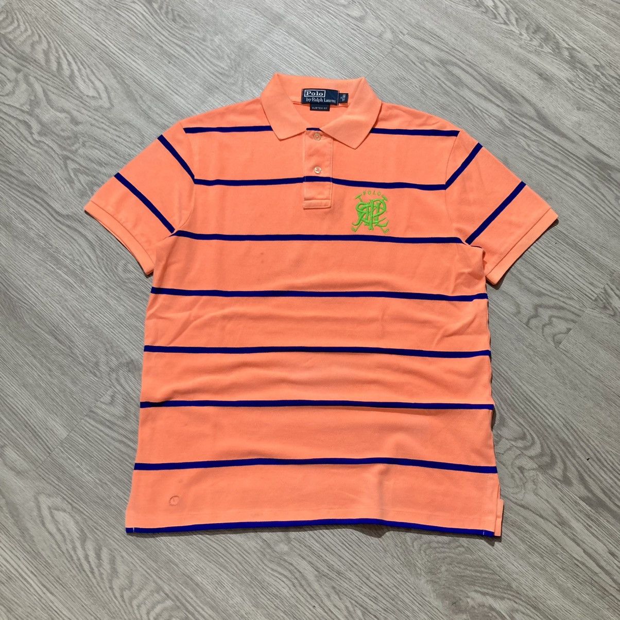 Polo Ralph Lauren Vintage Polo Ralph Lauren Big Patch Logo Striped Polo Tee Size US L / EU 52-54 / 3 - 1 Thumbnail