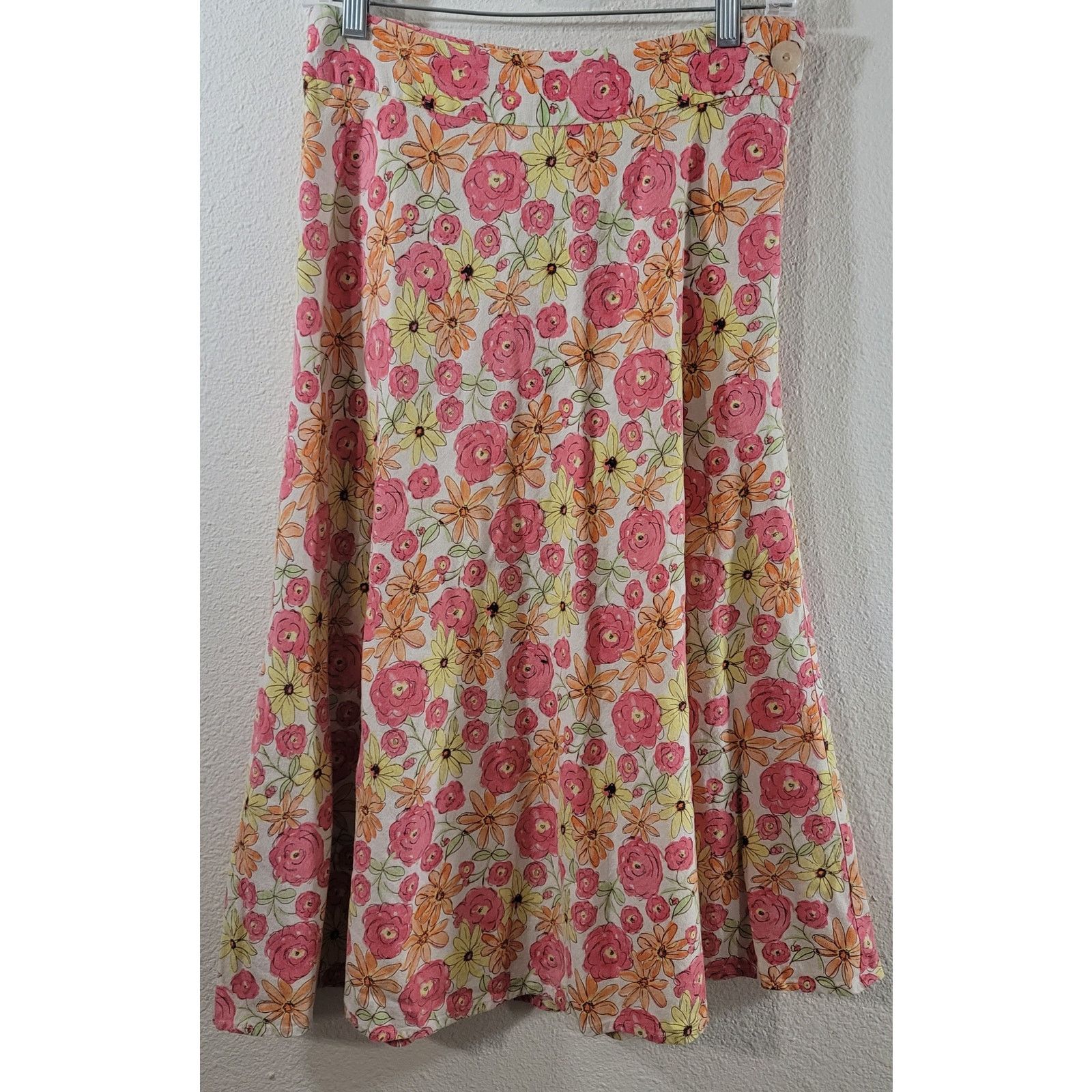 Other Christopher Banks Pink Orange Yellow Floral ALine Skirt 4 Size 27" / US 4 / IT 40 - 1 Thumbnail