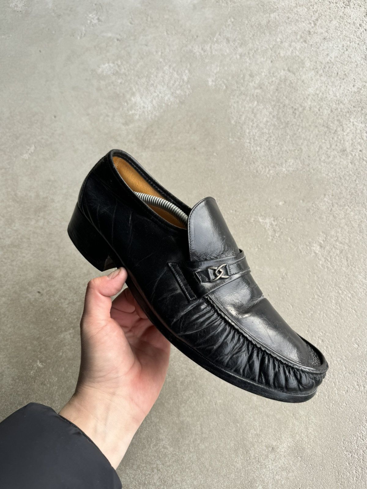 image of Avant Garde x Italian Designers Black High Quality Leather Loafers Vintage Y2K Italy Hype (Size 10.