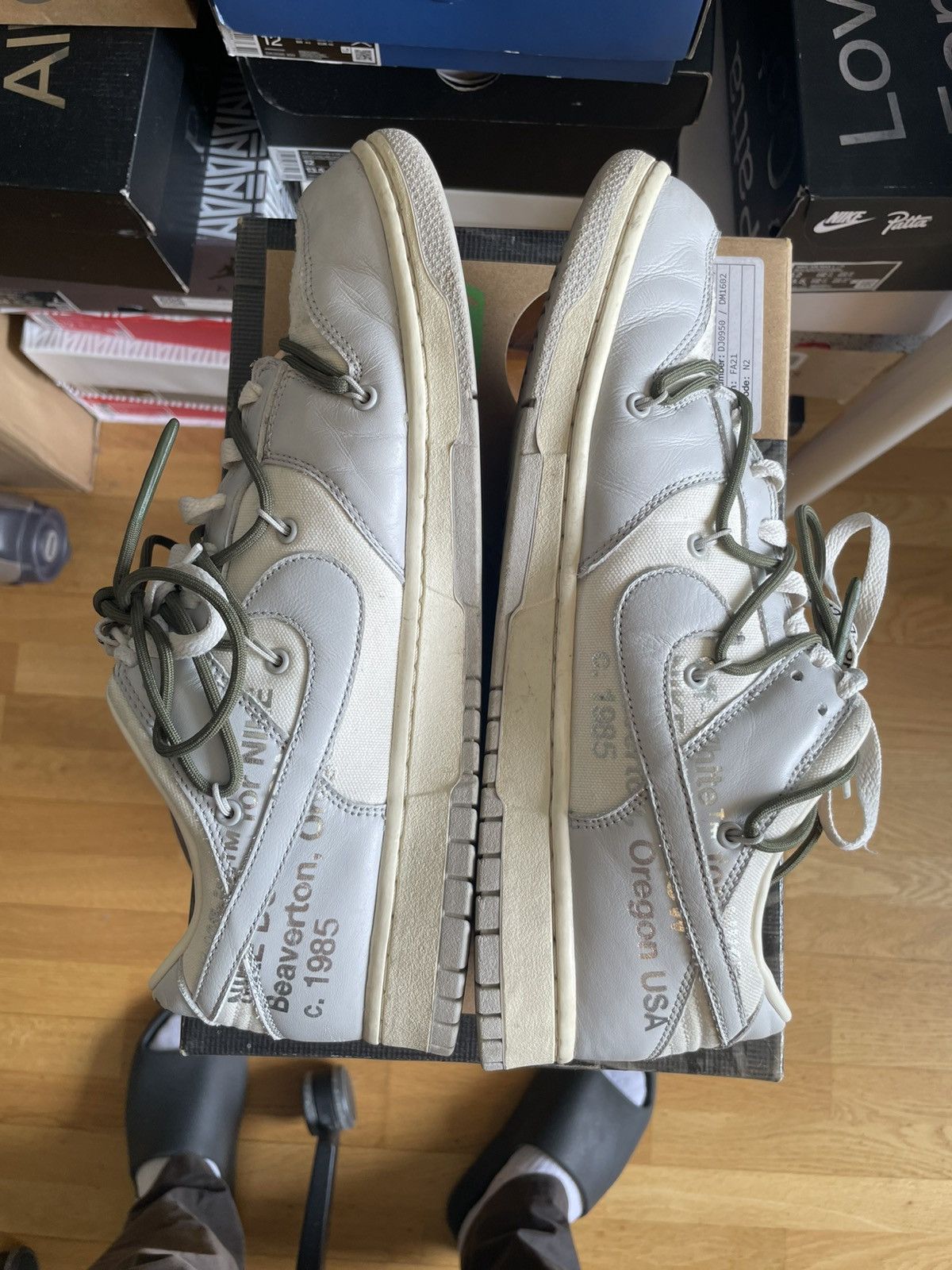 Nike × Off-White 100% Original Nike x Off-White Dunk Low Lot 22 of 50 Virgil Size US 12 / EU 45 - 6 Thumbnail