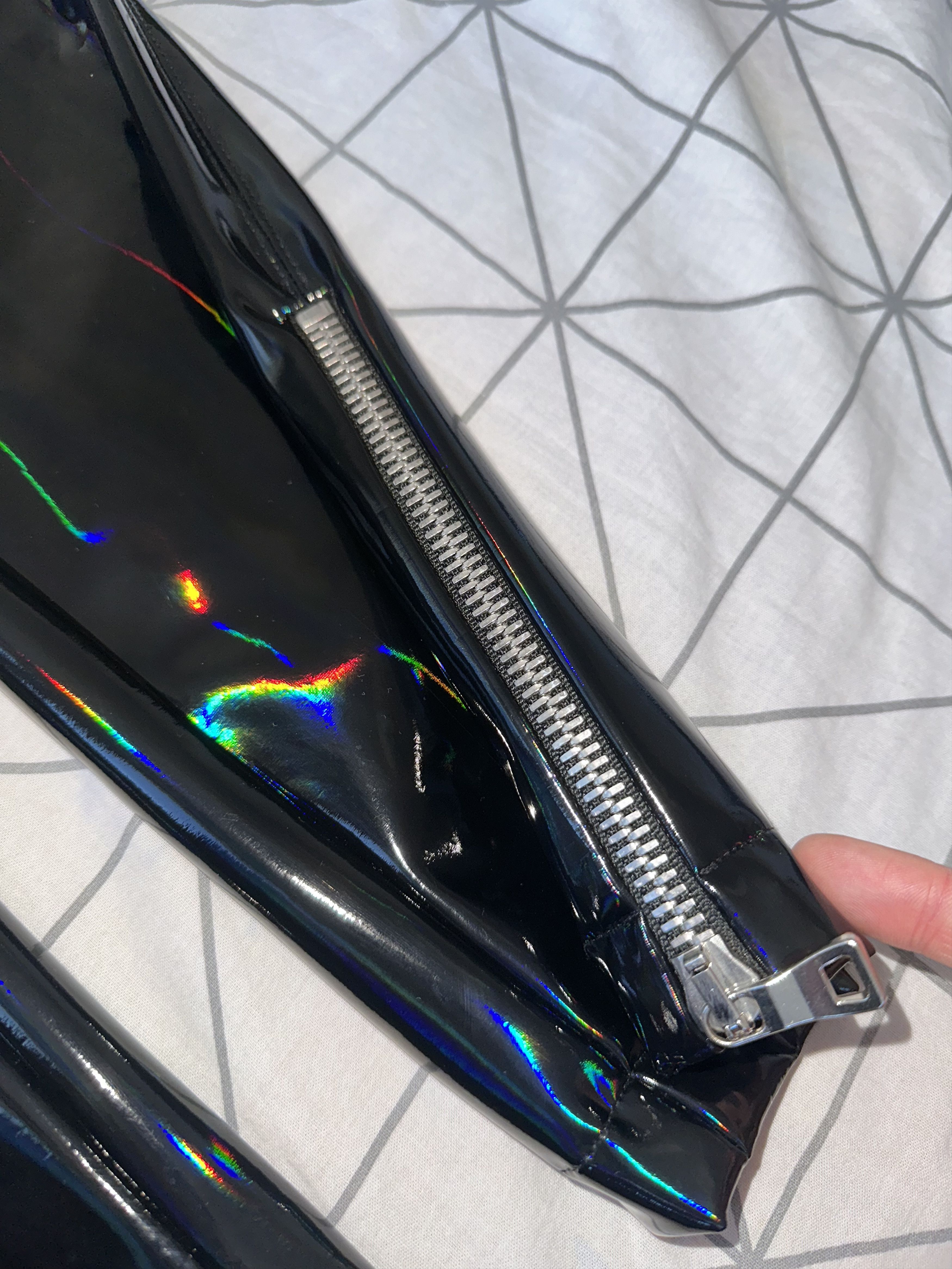 Balmain Balmain Patent High Waist Black Vinyl Trousers Holographic Size 25" / US 0 / IT 36 - 6 Thumbnail