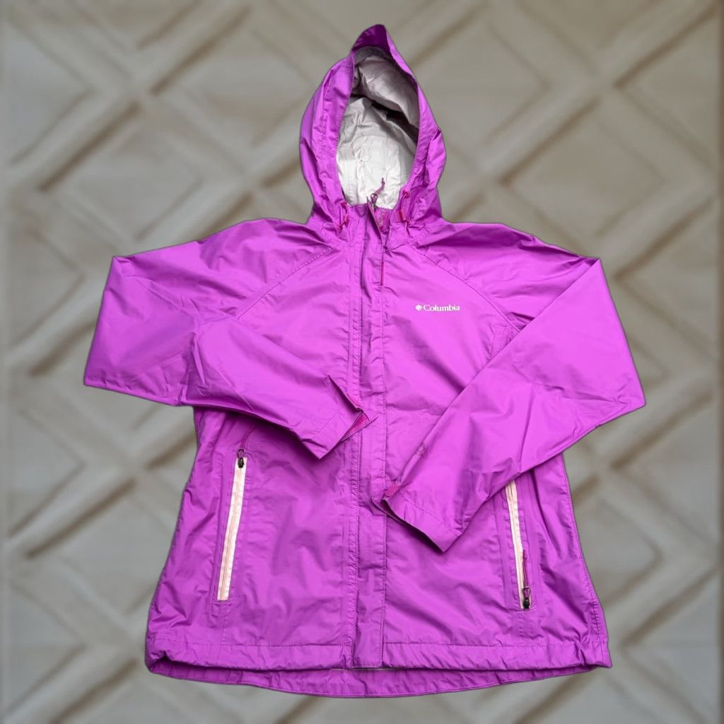 Vintage Columbia Womens Hoodie Windbreaker Jacket Front Zip Purple All Seasons Pockets Short Length Regular Fit Size S / US 4 / IT 40 - 1 Thumbnail