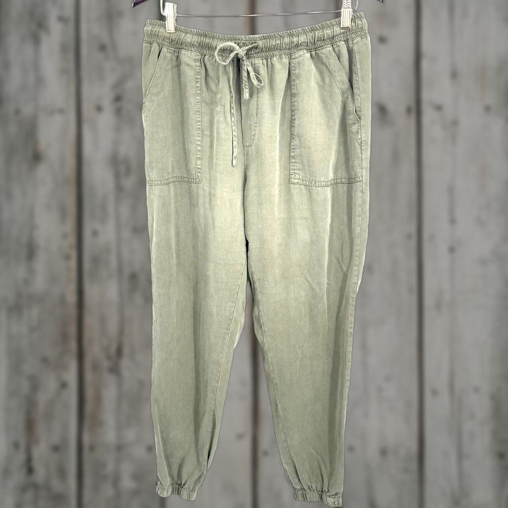 Olive Carly Jean Jogger Pants Womens Large Olive Green Tapered Drawstring Pockets Casual Size 36" / US 14 / IT 50 - 1 Thumbnail