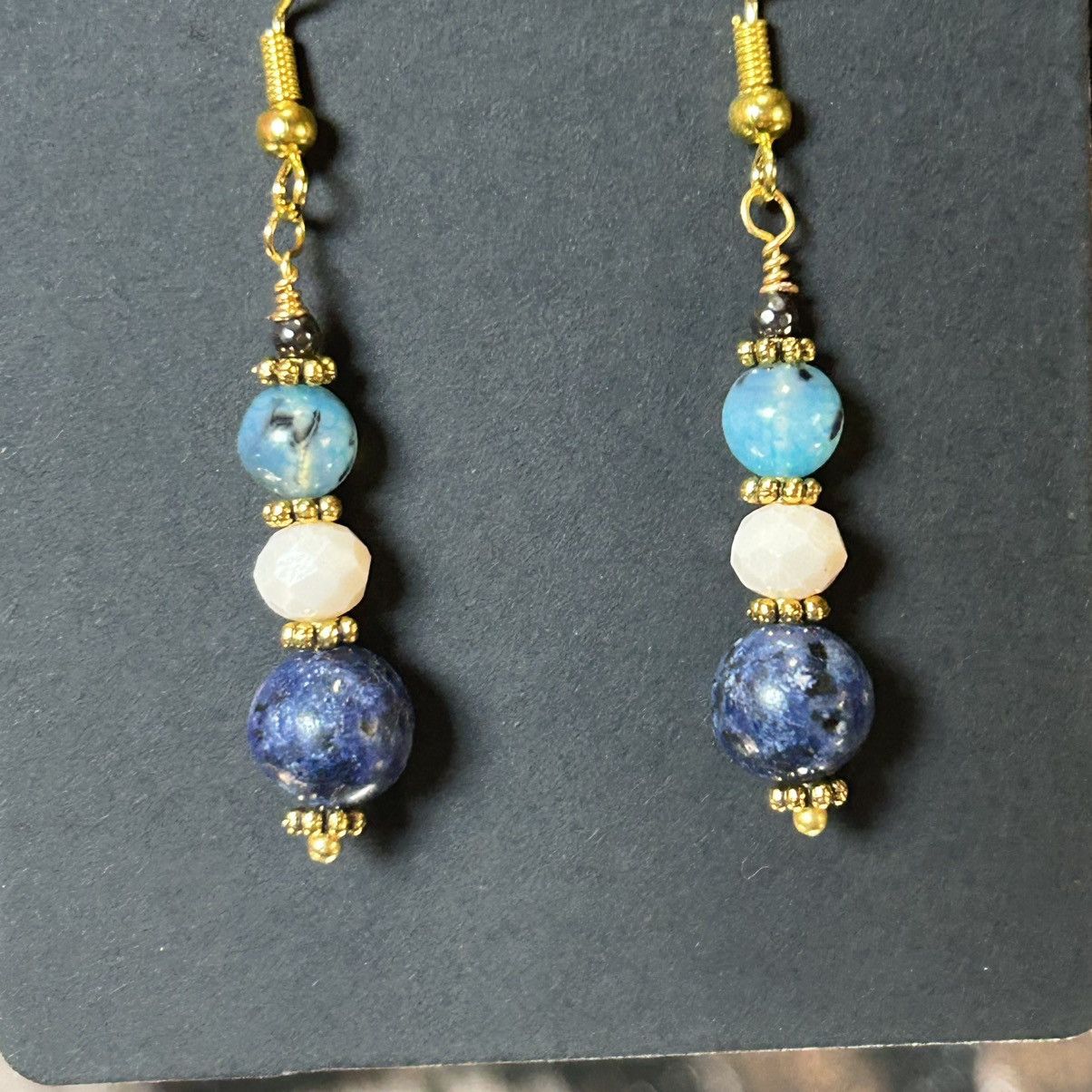 Handmade Handcrafted elegant sodalite dragon vein crystal earrings Size ONE SIZE - 2 Thumbnail