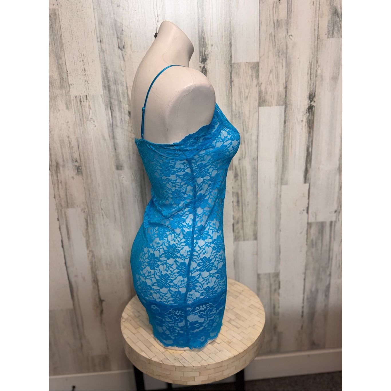 Other Bozzolo Blue Sheer Floral Lace Slip Dress Lingerie Chemise W Size ONE SIZE - 7 Thumbnail
