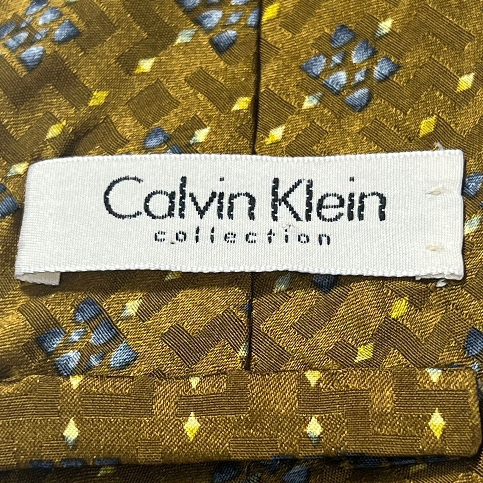 Calvin Klein Calvin Klein Collection Men Tie Gold 100% Silk Woven Necktie Size ONE SIZE - 3 Thumbnail