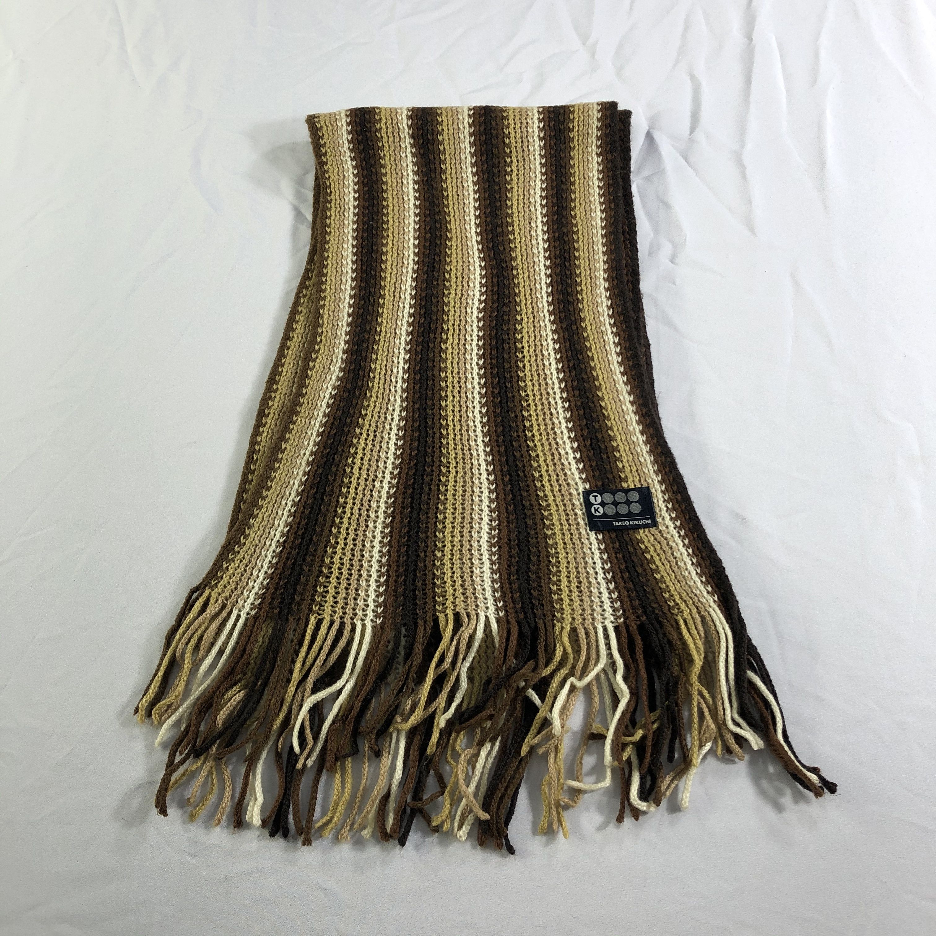 Takeo Kikuchi Takeo Kikuchi Striped Knit Scarf Muffler Neckwear V2360 Size ONE SIZE - 2 Thumbnail