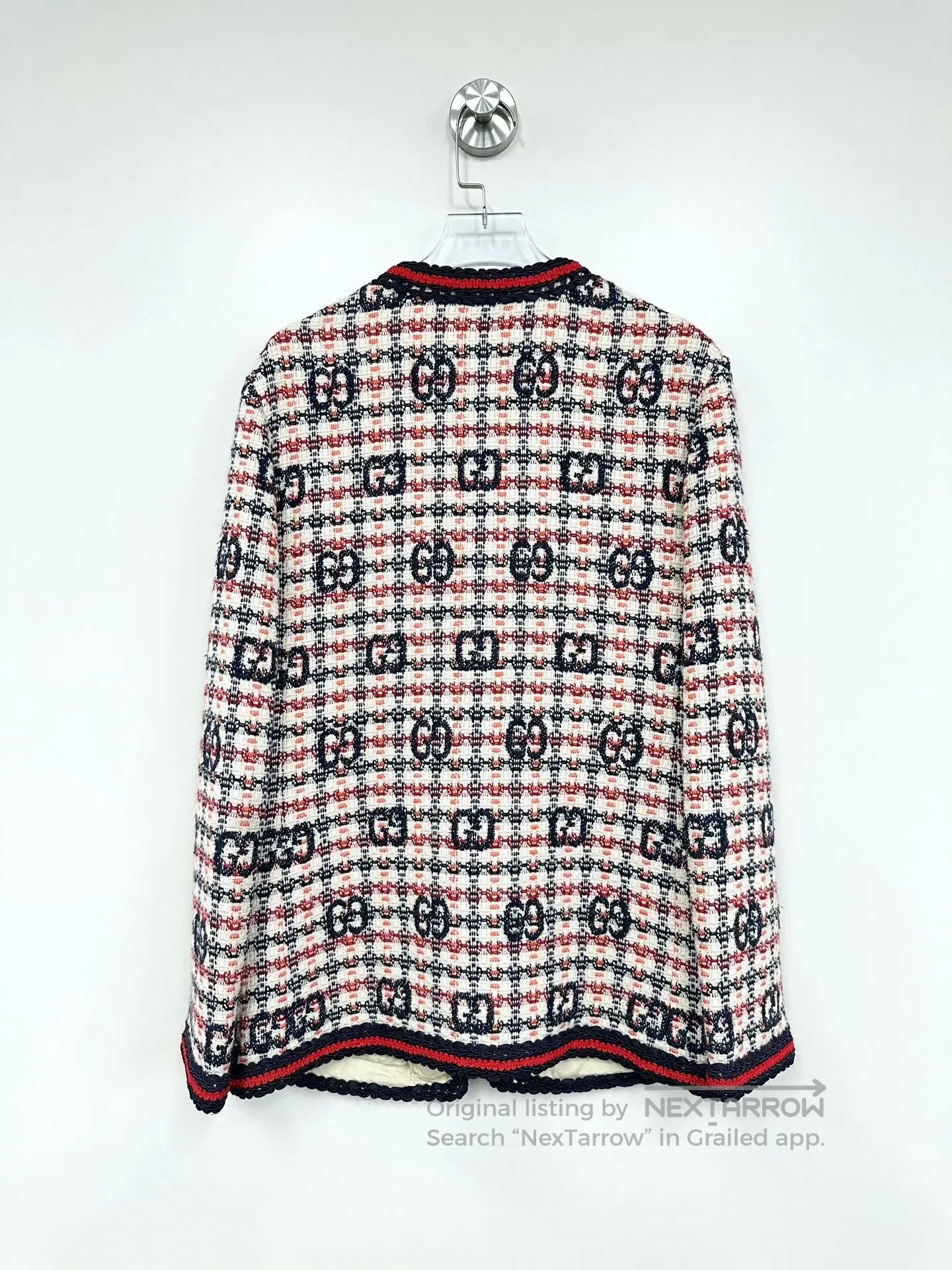 Gucci Guicci Tweed GG old logo small Chanel-style openwork cardi Size S / US 4 / IT 40 - 2 Thumbnail