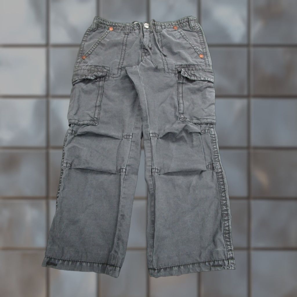 True Religion Pants Mens 34 Gray Cargo Paratrooper Grunge Baggy Utility y2k Pants Casual Mens 34 Gray Cargo Paratrooper