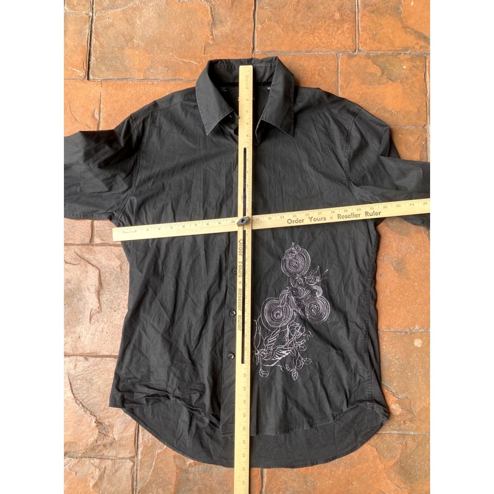 Vintage VINTAGE 7 Diamonds Button Up Long Sleeve Shirt Mens XL Black Grunge Embroidered Size US XL / EU 56 / 4 - 6 Thumbnail