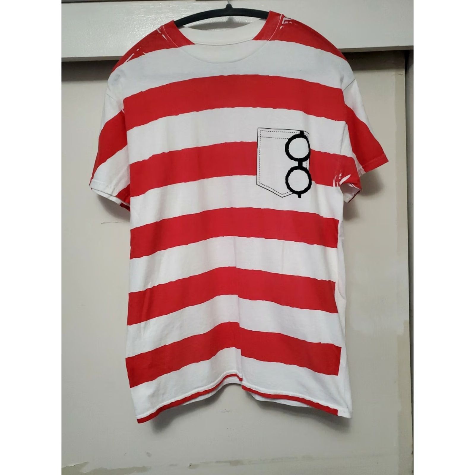 Aldo Wheres Waldo T-Shirt Short Sleeve Crew Neck Multicolor Waldo Faux Pocket Glasses 90s Retro Unisex Adult M Size US M / EU 48-50 / 2 - 4 Thumbnail