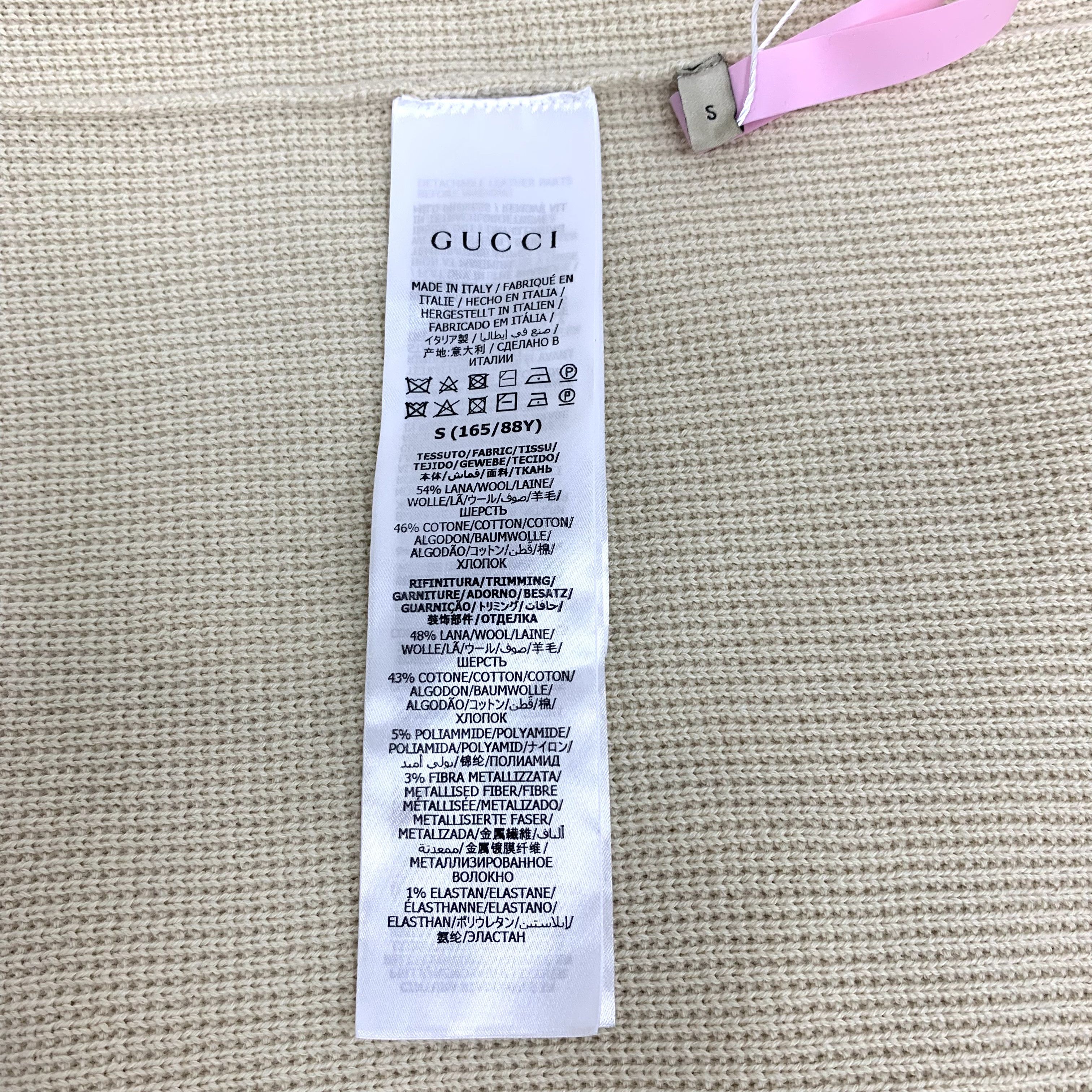 Gucci Gucci Wool Cardigan – Beige V-Neck Button-Up Knit (Size S) Size S / US 4 / IT 40 - 3 Thumbnail
