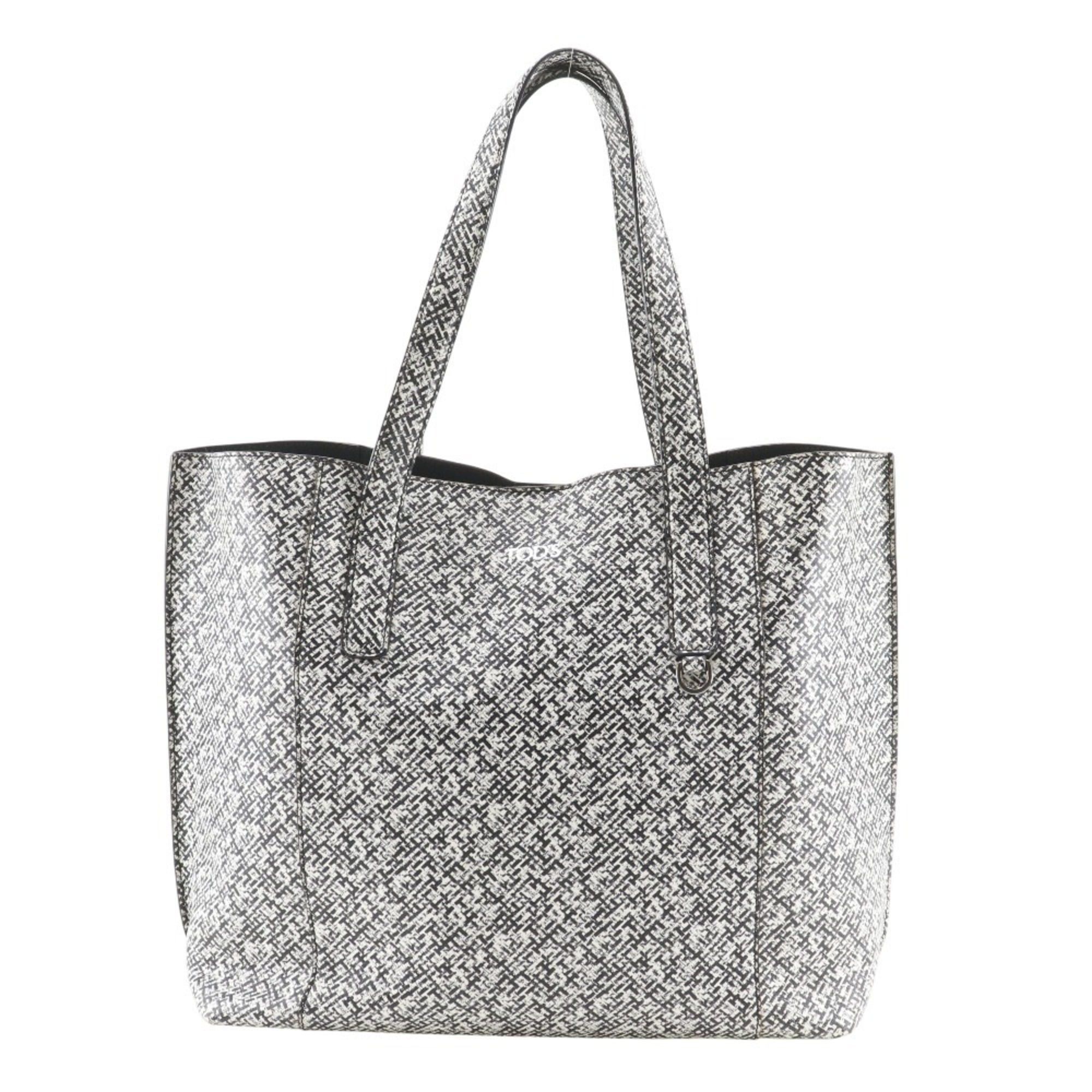 Tod's TOD'S Paper Bag Tote Bag, PVC x Leather, Black/White, A4 Size, Open, Unisex Size ONE SIZE - 1 Thumbnail