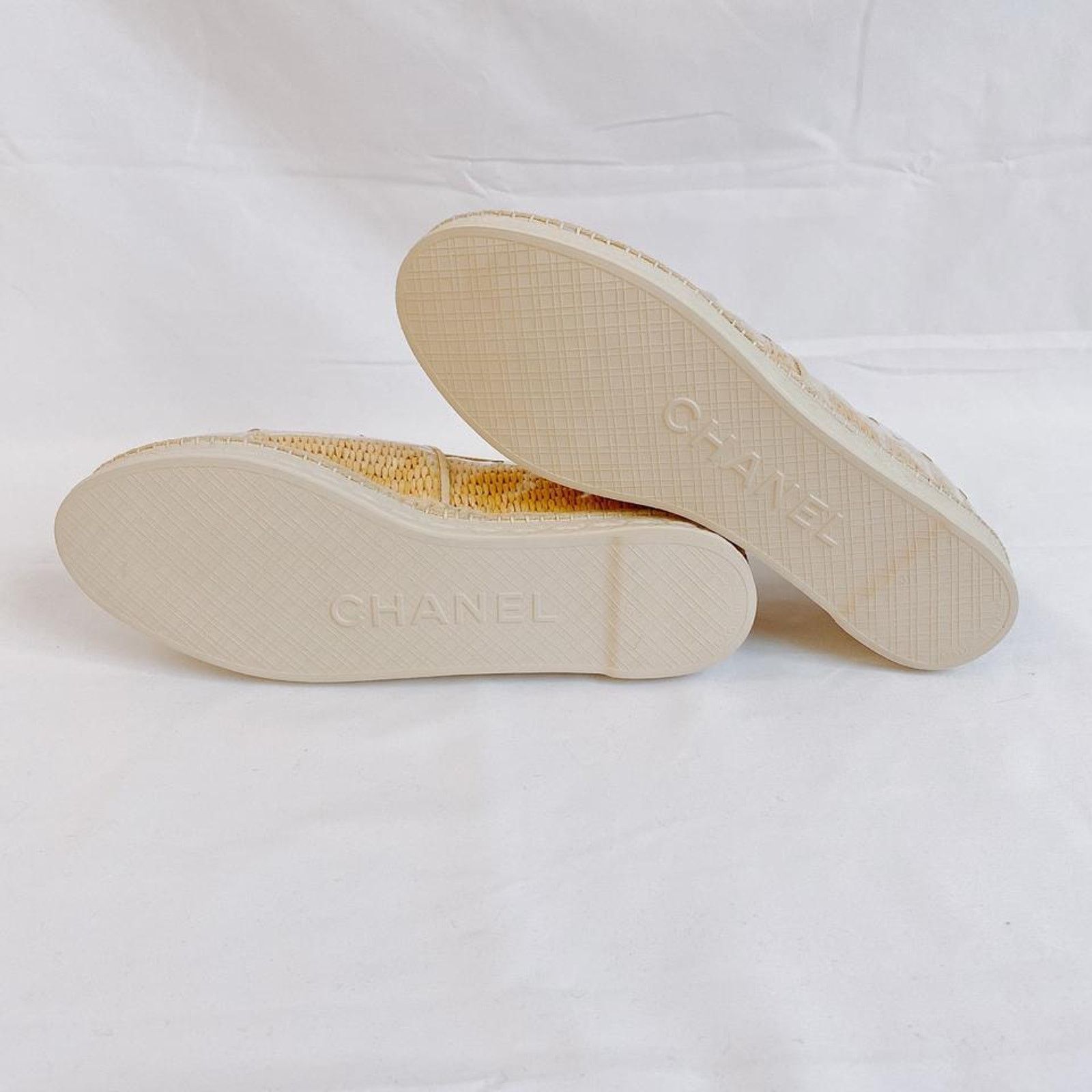 Chanel CC logo raffia clear PVC espadrilles flats Size US 7 / IT 37 - 8 Thumbnail