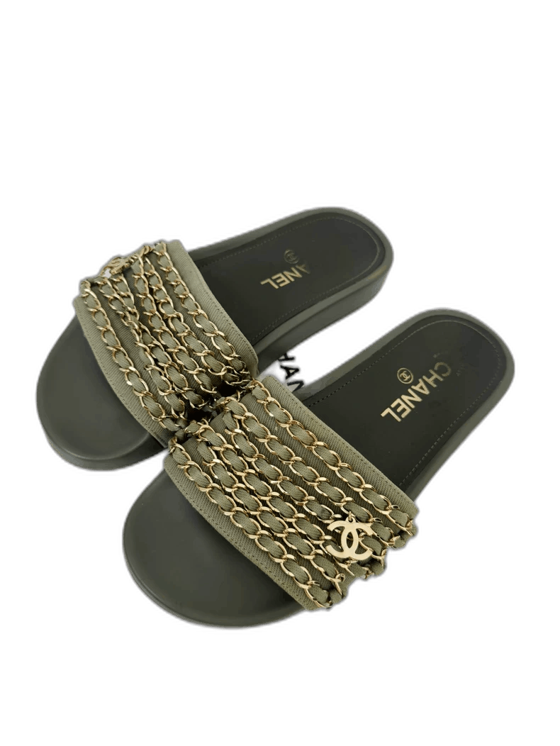 Chanel Chain Slide Sandals Size 36