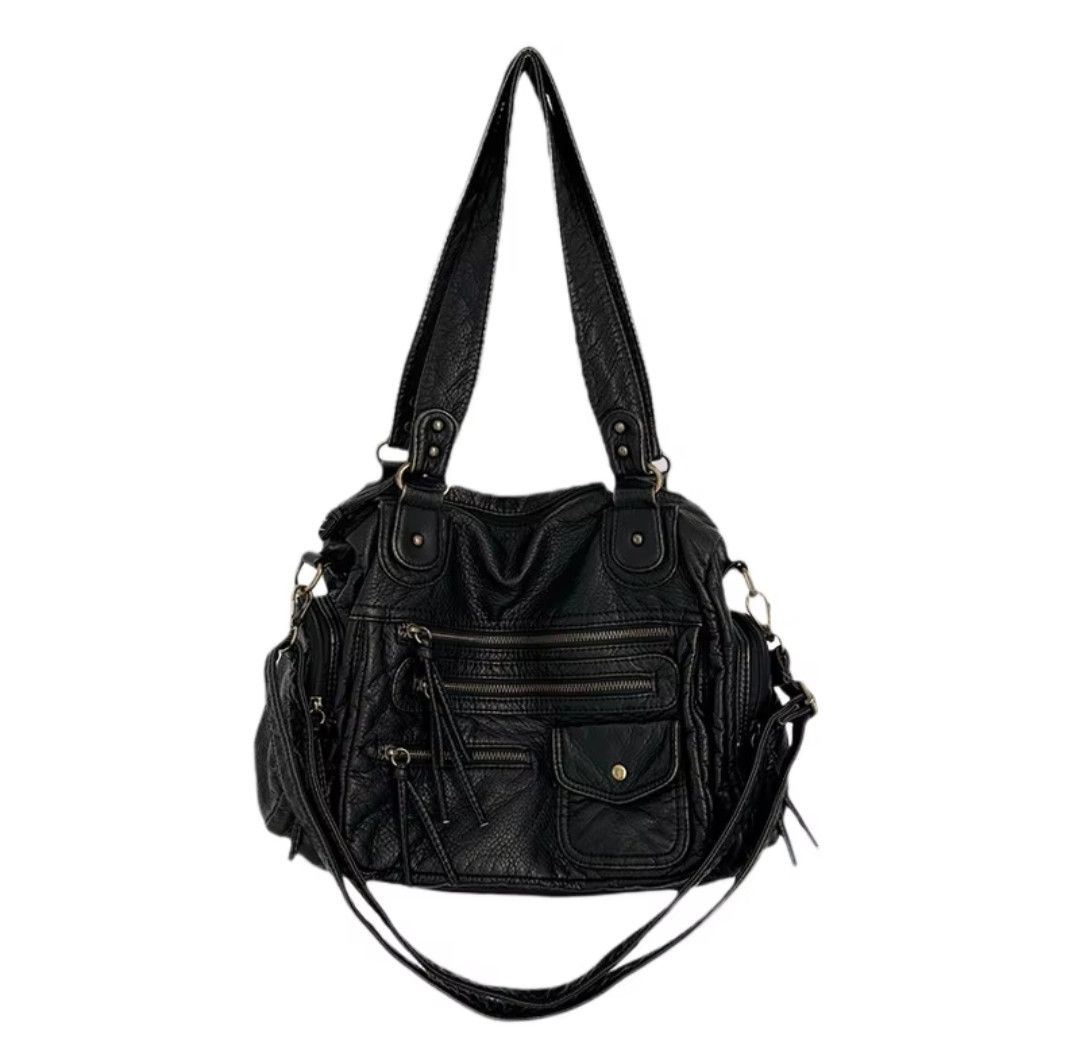 Leather × Vintage Ladies' Vintage Multi-Zipper Motorcycle Tote Bag Size ONE SIZE - 3 Thumbnail