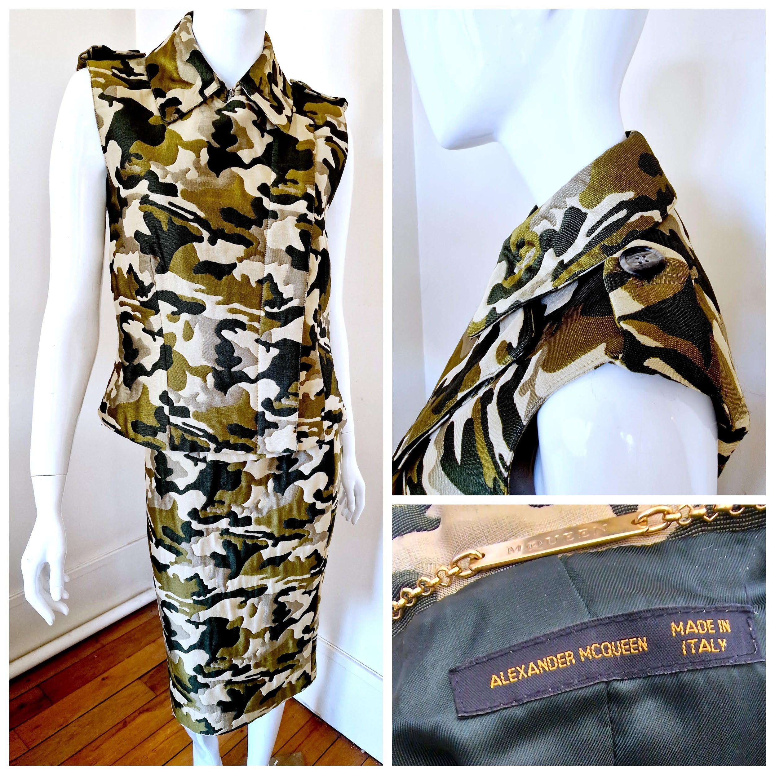 Alexander McQueen S/S 1998 Camo Camouflage Dress Suit