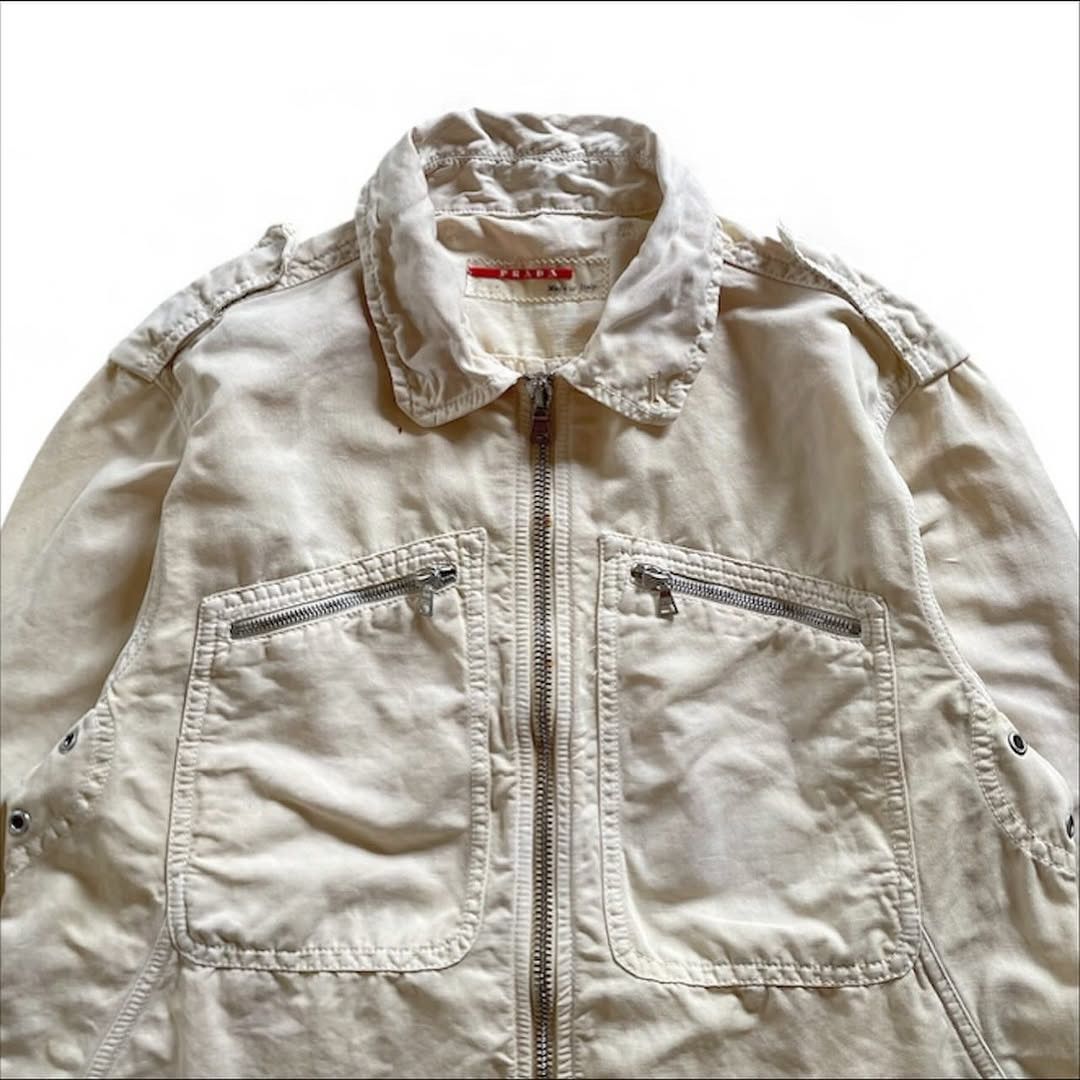 Prada 00’s Prada Sport Cotton/Linen Eyelet Work Jacket Size US M / EU 48-50 / 2 - 4 Thumbnail