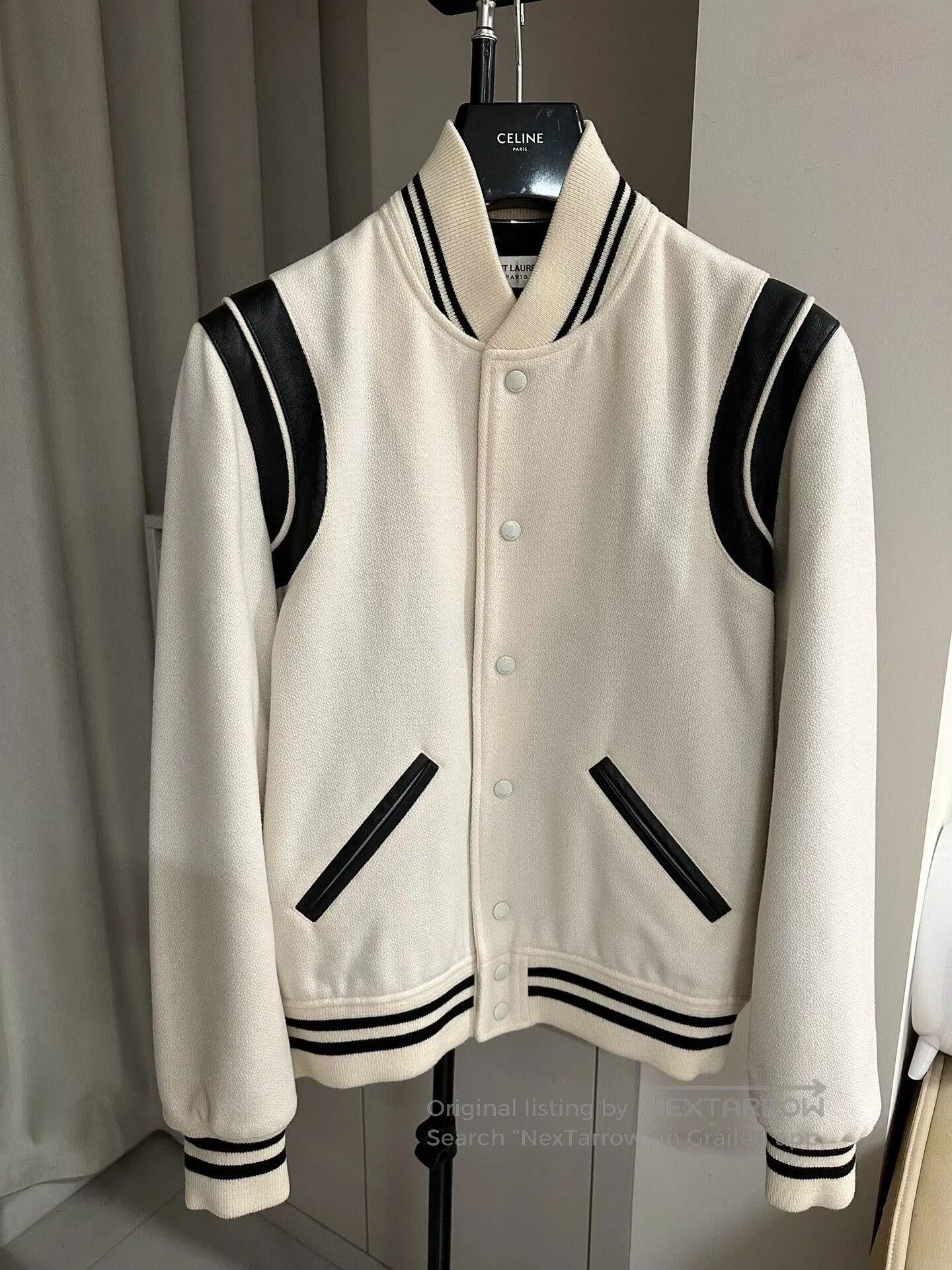 Anthony Vaccarello Saint Laurent Black and White Baseball Jacket. Size US S / EU 44-46 / 1 - 1 Thumbnail