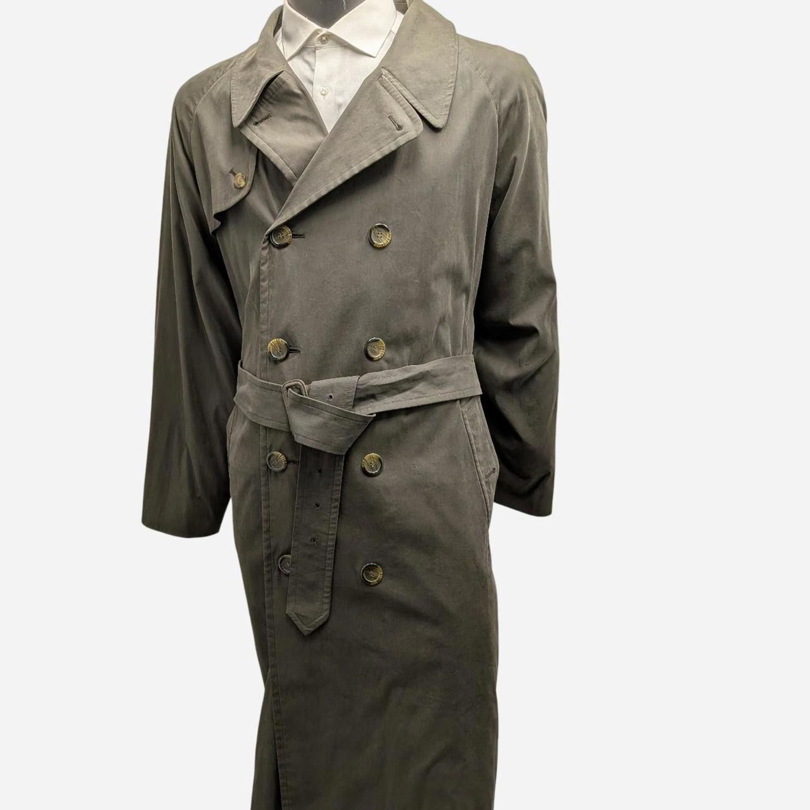 Burberry Vtg Burberrys x Olive Trench Coat Rare Blue Plaid 44R - DRAY Size US XL / EU 56 / 4 - 1 Thumbnail