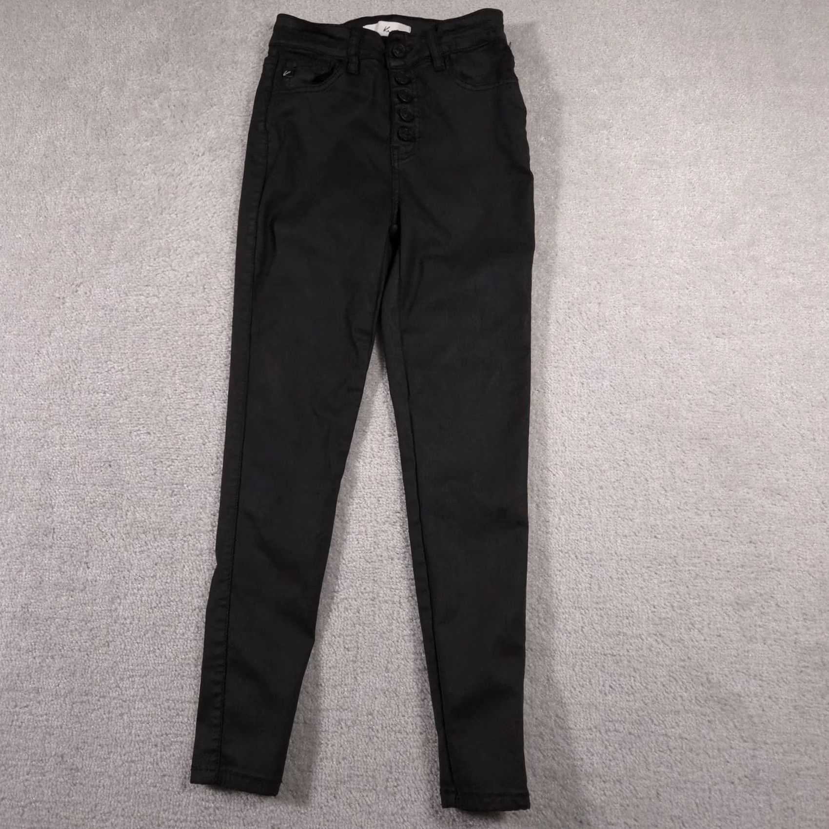 Vintage KanCan Jeans Womens 7 27 Crop Skinny Button Fly Stretch Pants Jeggings Black Size 27" / US 4 / IT 40 - 2 Thumbnail