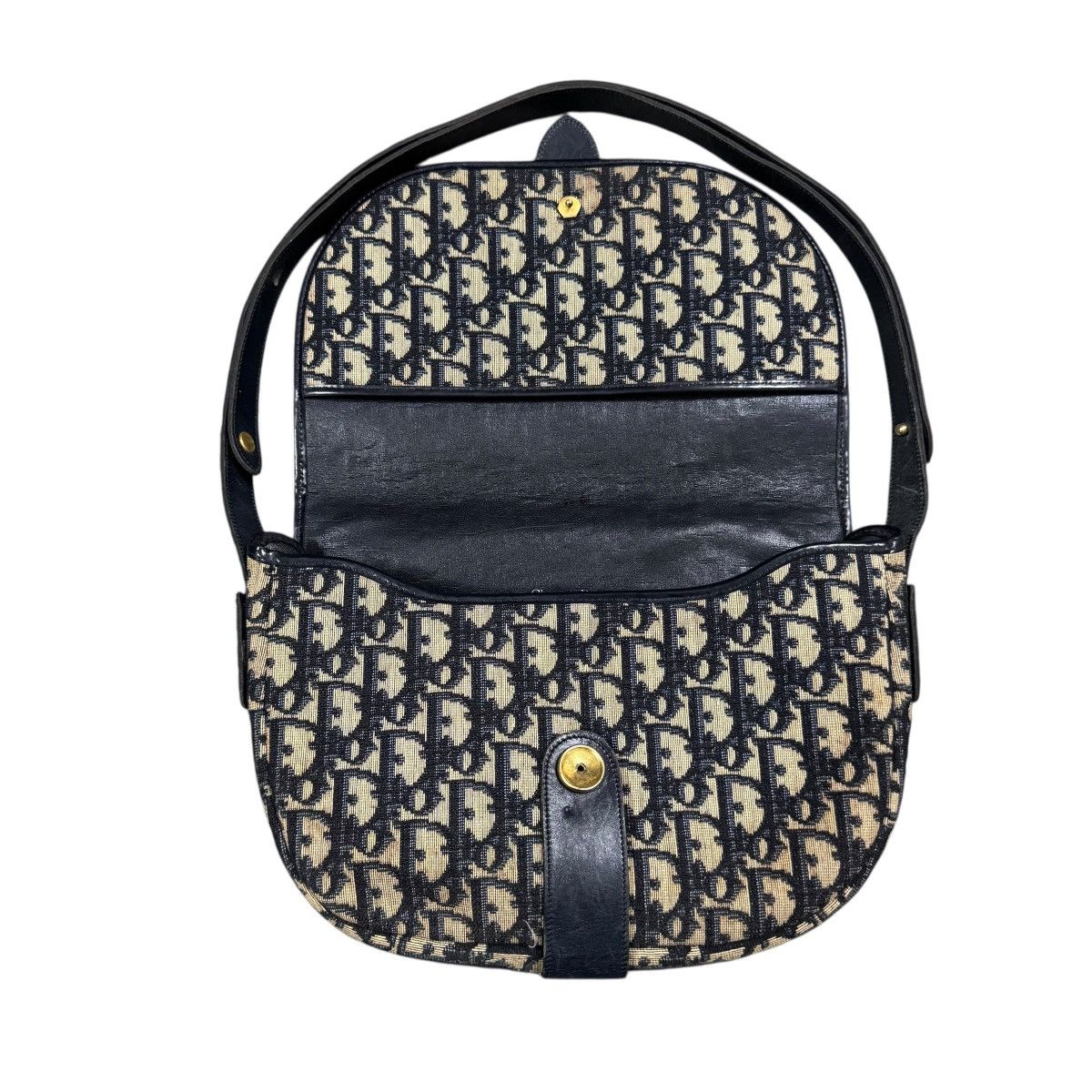 Dior Vtg🔥Christian Dior Trotter Canvas Shoulder Bag Navy Gold Size ONE SIZE - 16 Thumbnail