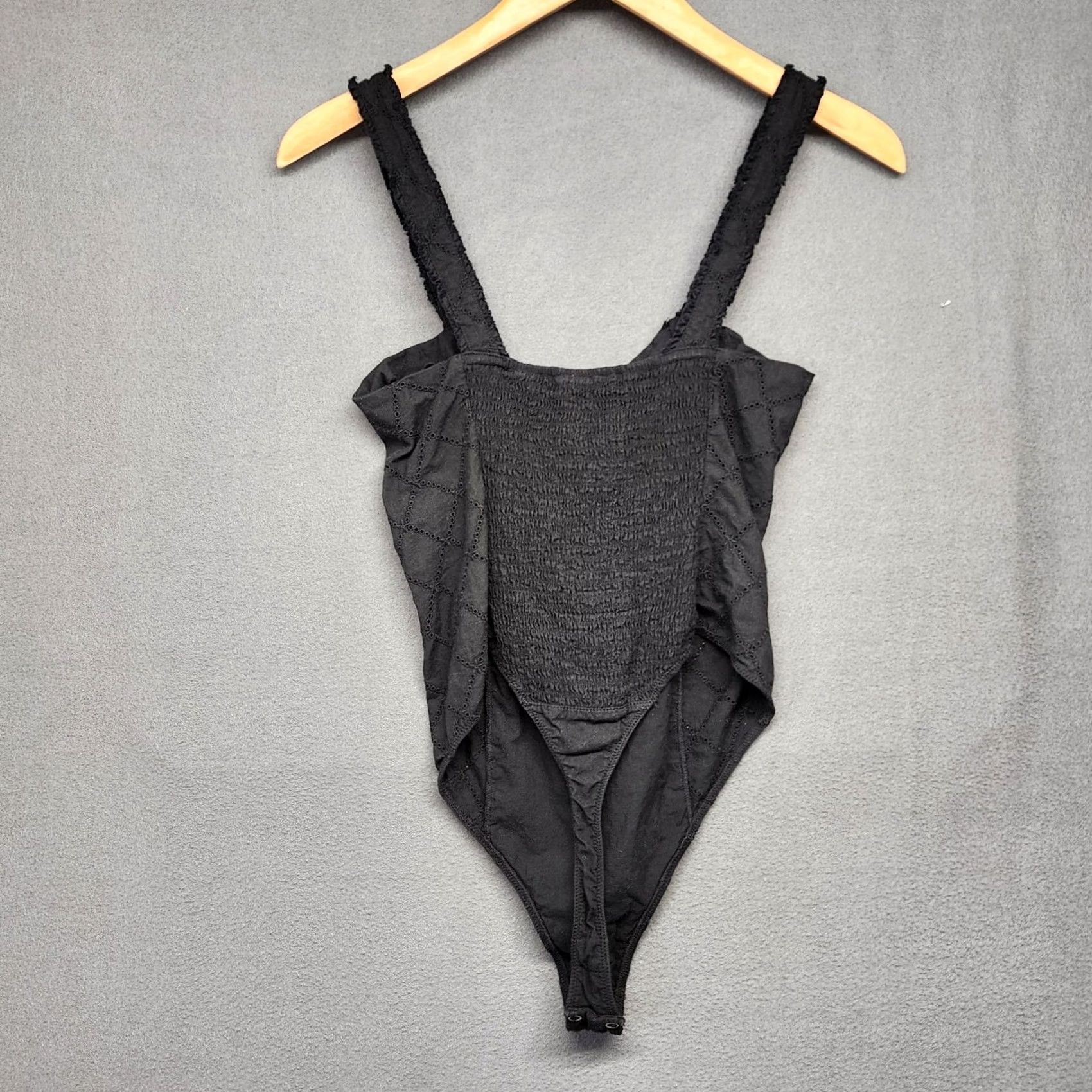 Vintage Intimately Free People Bodysuit Womens Small Black 100% Cotton Layering Snap S Womens Black Bodysuit Size S / US 4 / IT 40 - 2 Thumbnail
