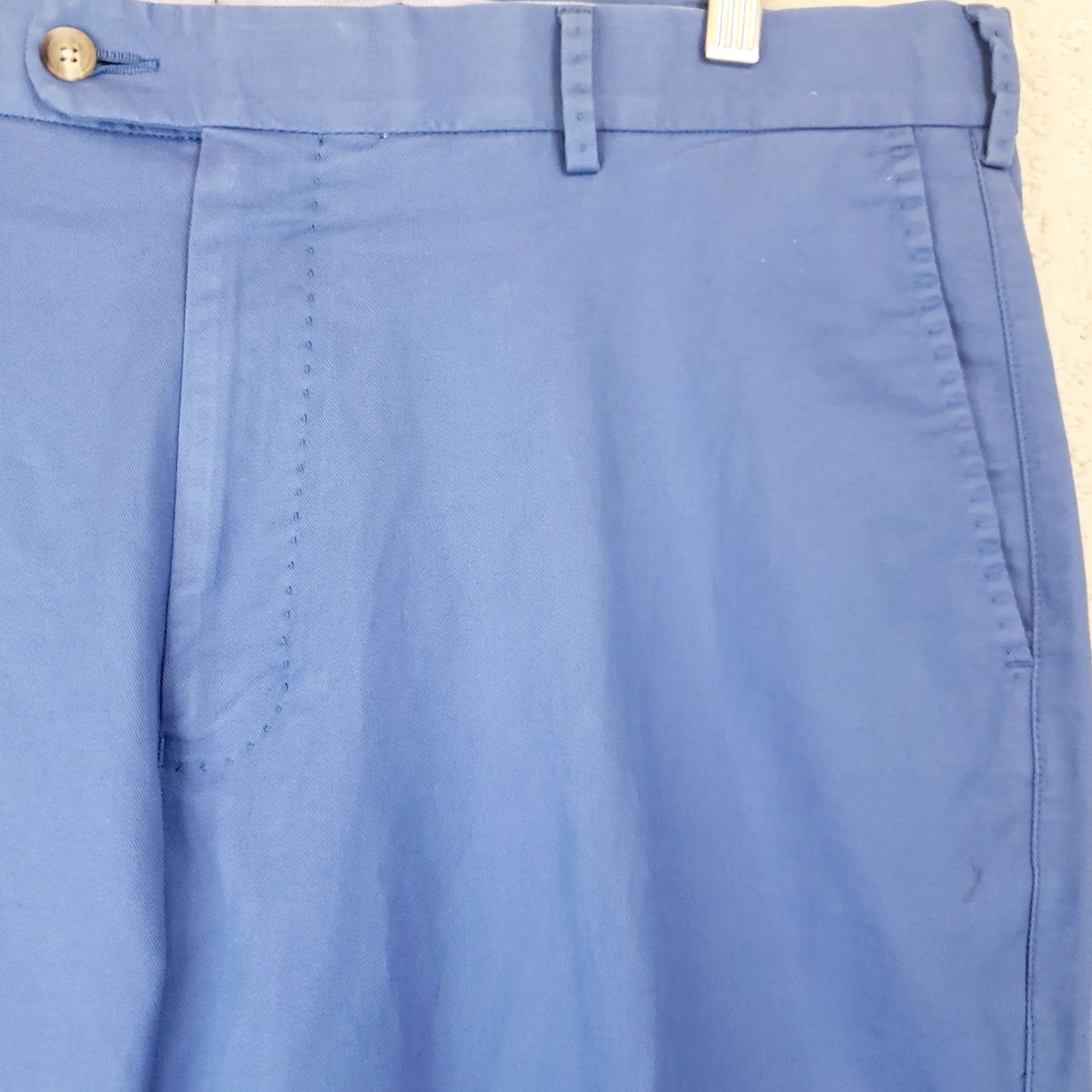 Peter Millar PETER MILLAR Pants Men 38W 30L Blue Pima Cotton Spandex Stretch Flat Front Khakis Regular Size US 38 / EU 54 - 5 Thumbnail