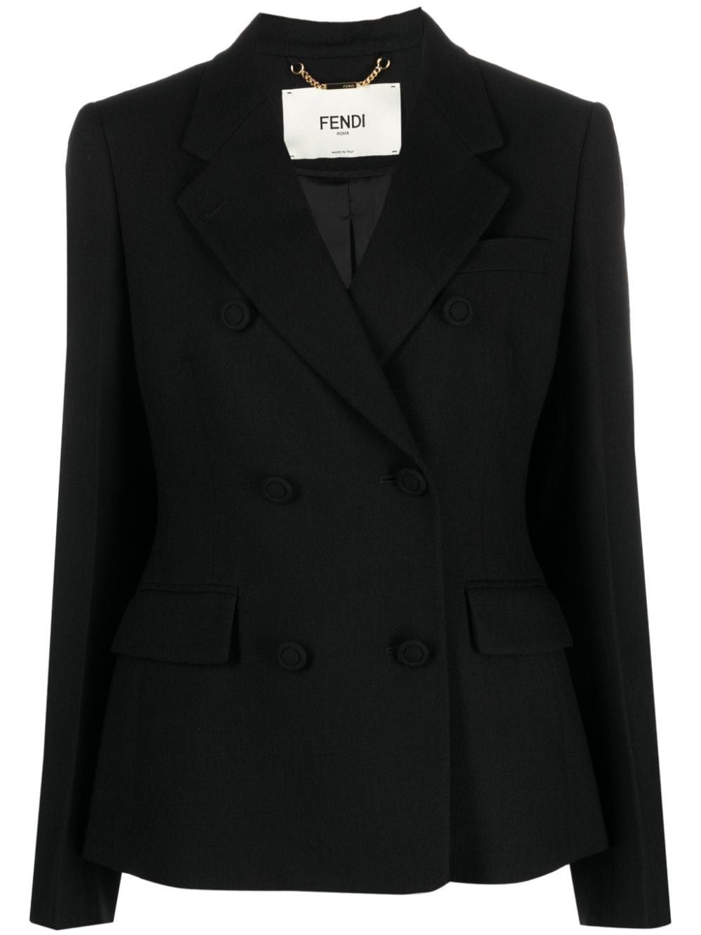 Fendi WOOL DOUBLE-BREASTED BLAZER JACKET Size S / US 4 / IT 40 - 1 Thumbnail