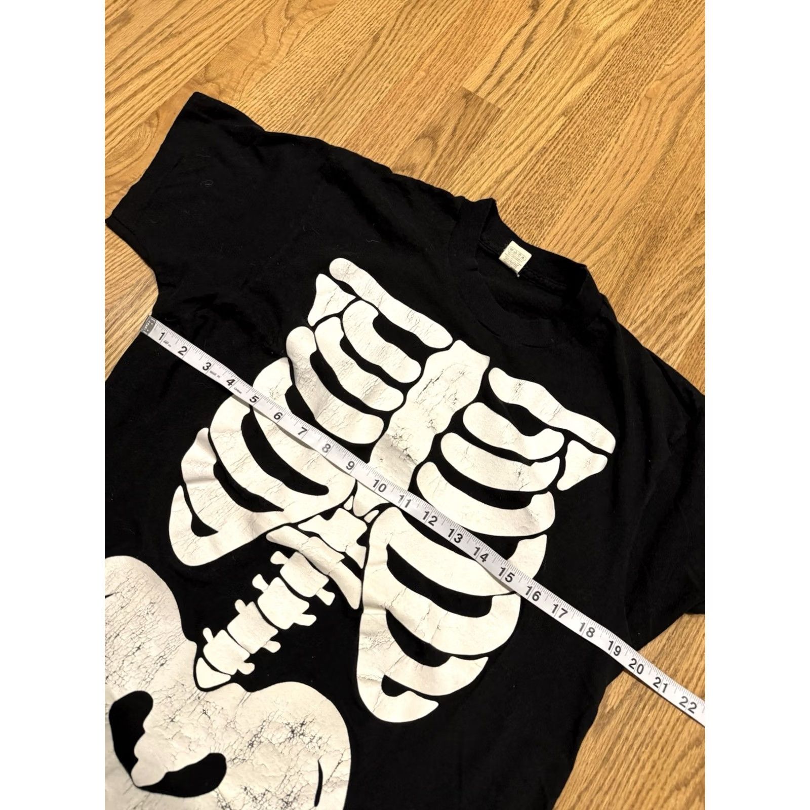 Vintage VINTAGE Screen Stars T Shirt Skeleton Glow In The Dark Black XL 80s 90s Halloween Horror Skull Ribs USA Mens Size US XL / EU 56 / 4 - 4 Thumbnail