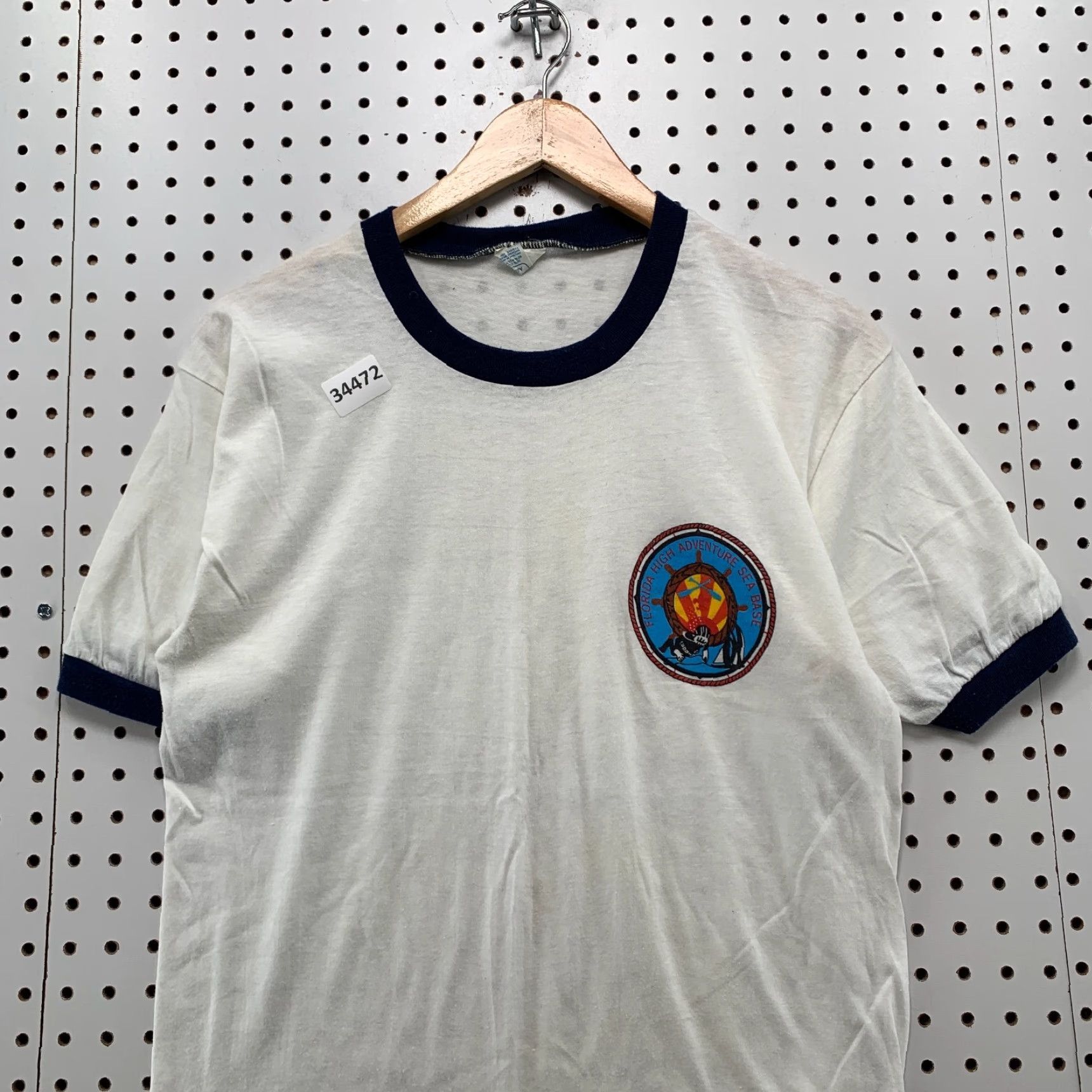 Vintage VINTAGE Allison Mens Large Shirt 80s Florida Beach Sea White Crew Neck Short Sleeve 19x26.5 - Size US L / EU 52-54 / 3 - 2 Thumbnail