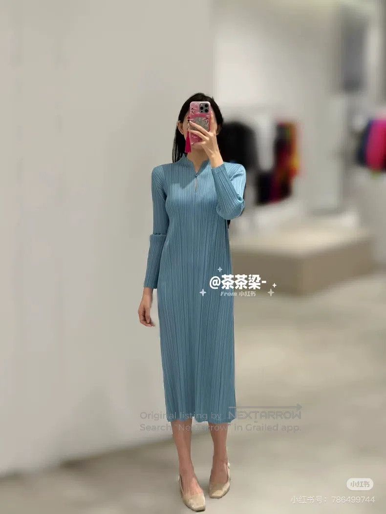 Issey Miyake Issey Miyake Sky Blue Frog - Button Dress Size XL / US 12-14 / IT 48-50 - 8 Thumbnail