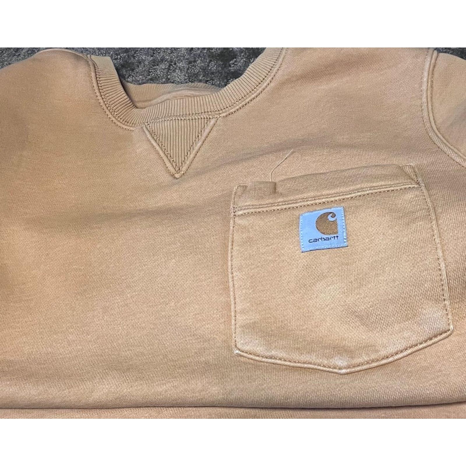 Carhartt 👷 Carhartt Tan Pocket Crewneck Sweatshirt – Size L 12/14 Size L / US 10 / IT 46 - 4 Thumbnail