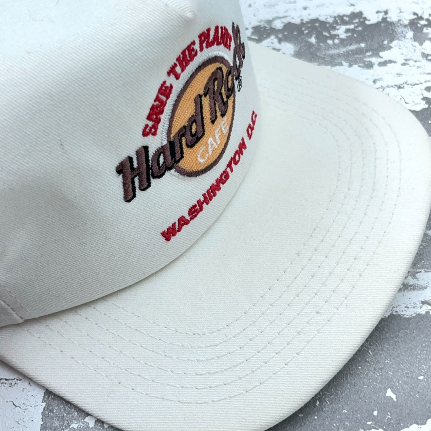 Hard Rock Cafe VINTAGE Hard Rock Cafe Hat Cap White Washington DC 90s USA Leather Strap Back Men Size ONE SIZE - 3 Thumbnail