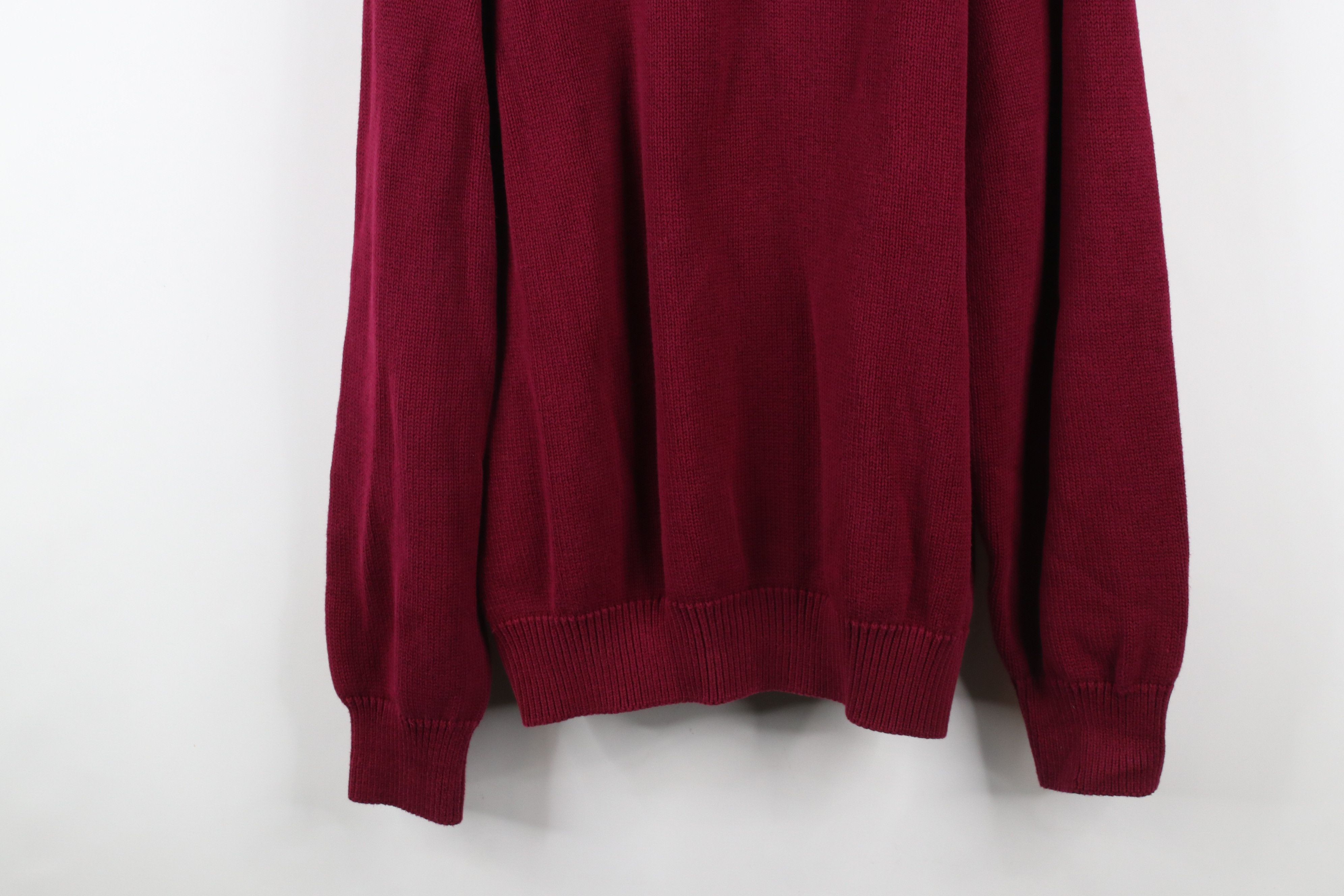 Lands' End × Vintage Vintage 90s Lands End Cotton Knit V-Neck Sweater Red USA Size US L / EU 52-54 / 3 - 8 Thumbnail