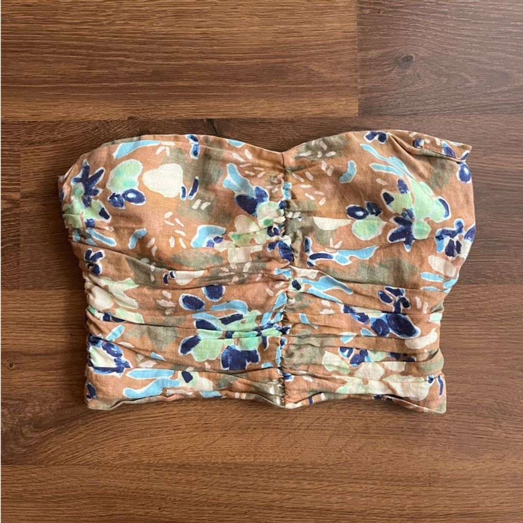 Aritzia Brown Floral Print Linen/Lin Fatale Camisole Tube Top Size XS / US 0-2 / IT 36-38 - 2 Thumbnail
