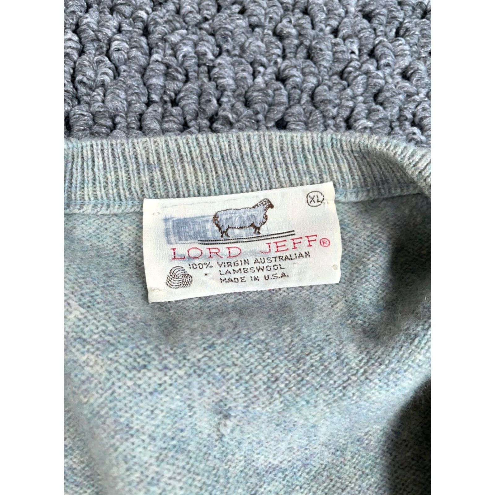 Vintage VINTAGE Lord Jeff Lambs Wool Sweater Adult XL Blue Lightweight V-Neck 80s Mens Size US XL / EU 56 / 4 - 3 Thumbnail