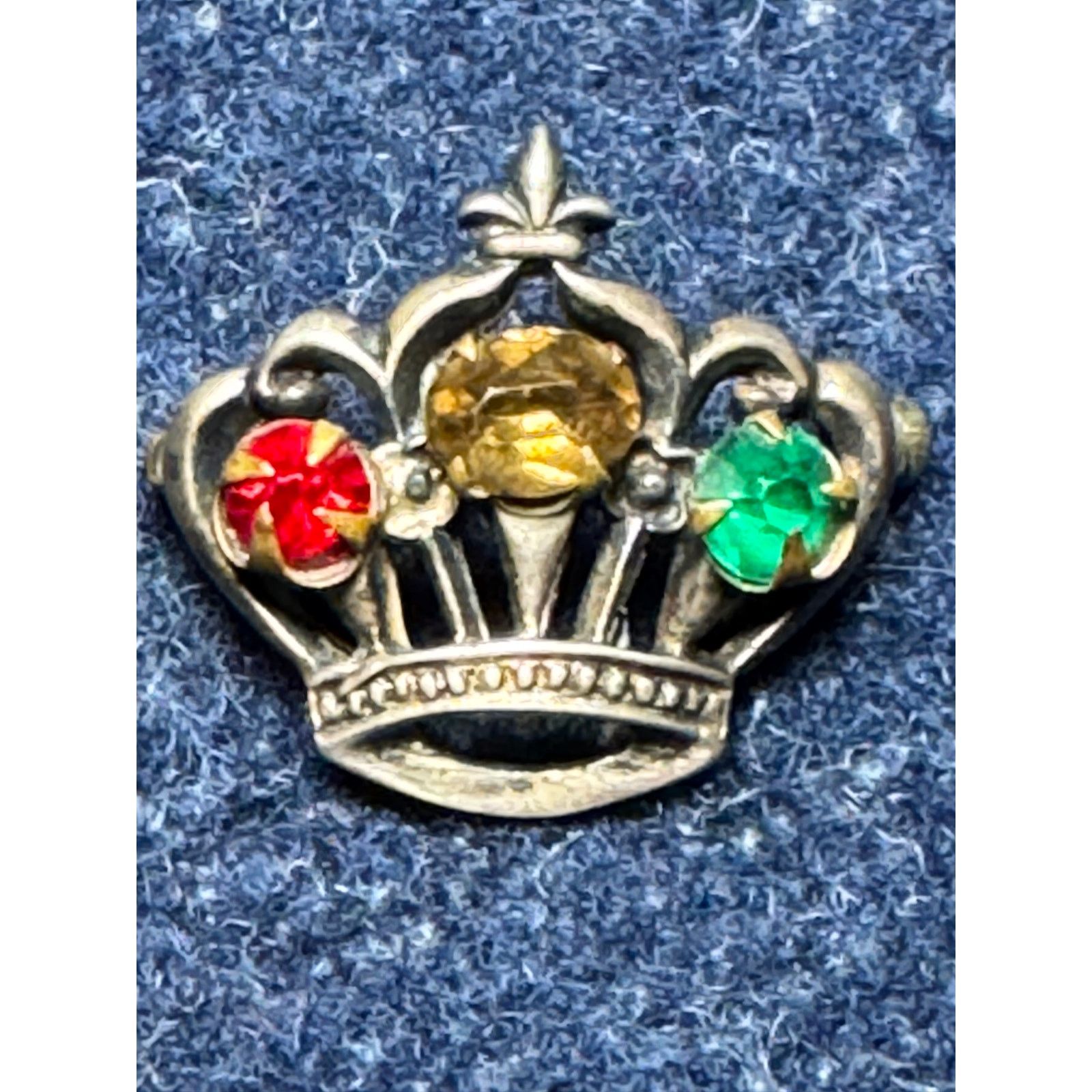 Other Vintage Sterling Crown Red Gold Green Rhinestones Brooch Size ONE SIZE - 2 Thumbnail