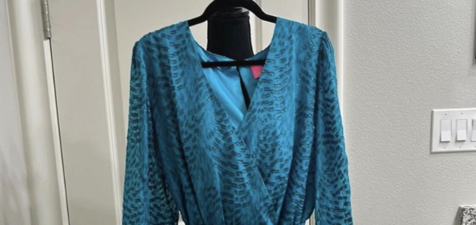 Other Lilly Pulitzer Blue Metallic Wrap Mini Dress Small Size S / US 4 / IT 40 - 2 Thumbnail