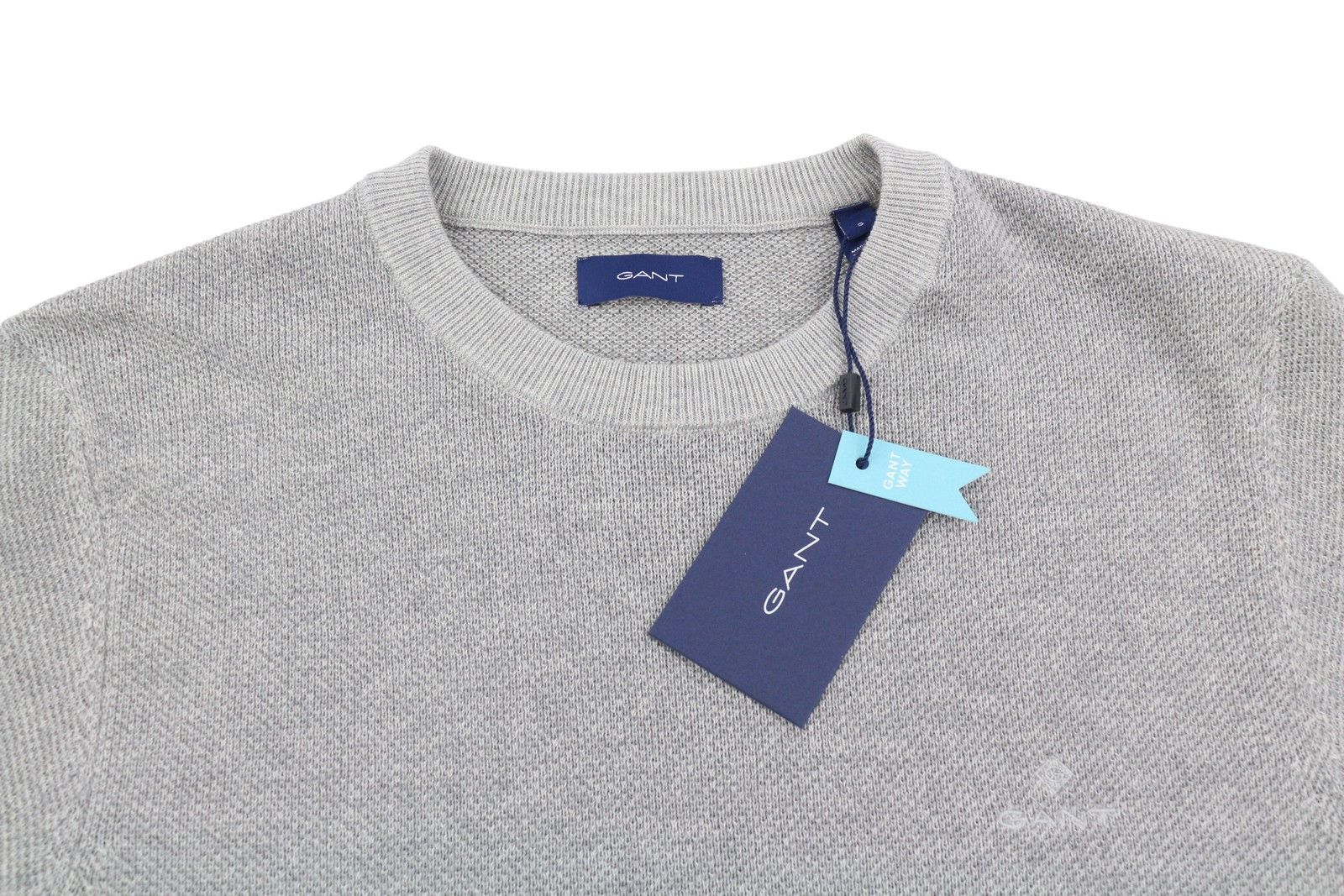 Gant MULTI TEXTURE PIQUE C-NECK S Light Grey Knit Jumper 87316 Size US S / EU 44-46 / 1 - 4 Thumbnail