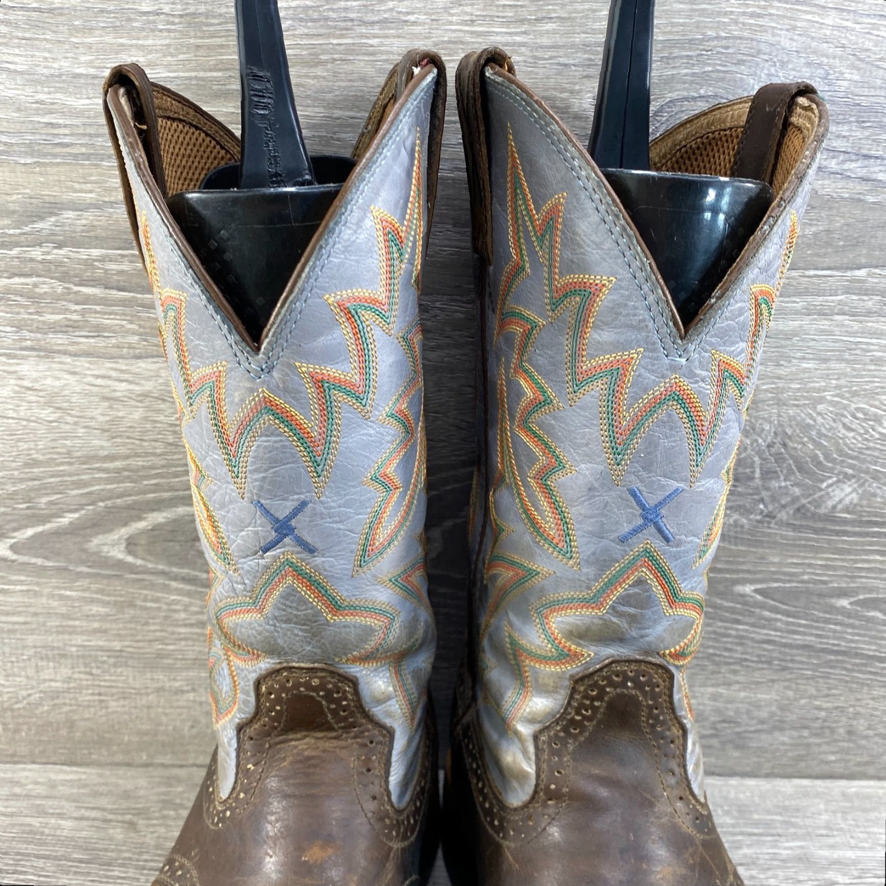 Twisted X Twisted X Mens 10.5 D Brown Blue Leather Cowboy Boots Steel Toe Western Work Size US 11 / EU 44 - 5 Thumbnail