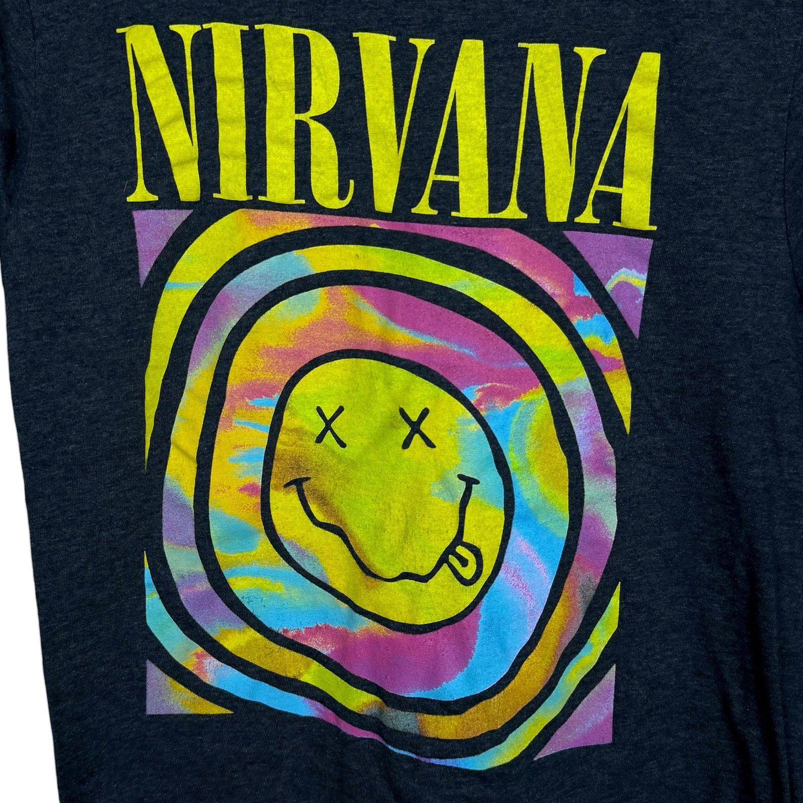 Nirvana Nirvana Retro Y2K Style Women's Medium Gray Smiley T-Shirt Size M / US 6-8 / IT 42-44 - 3 Thumbnail