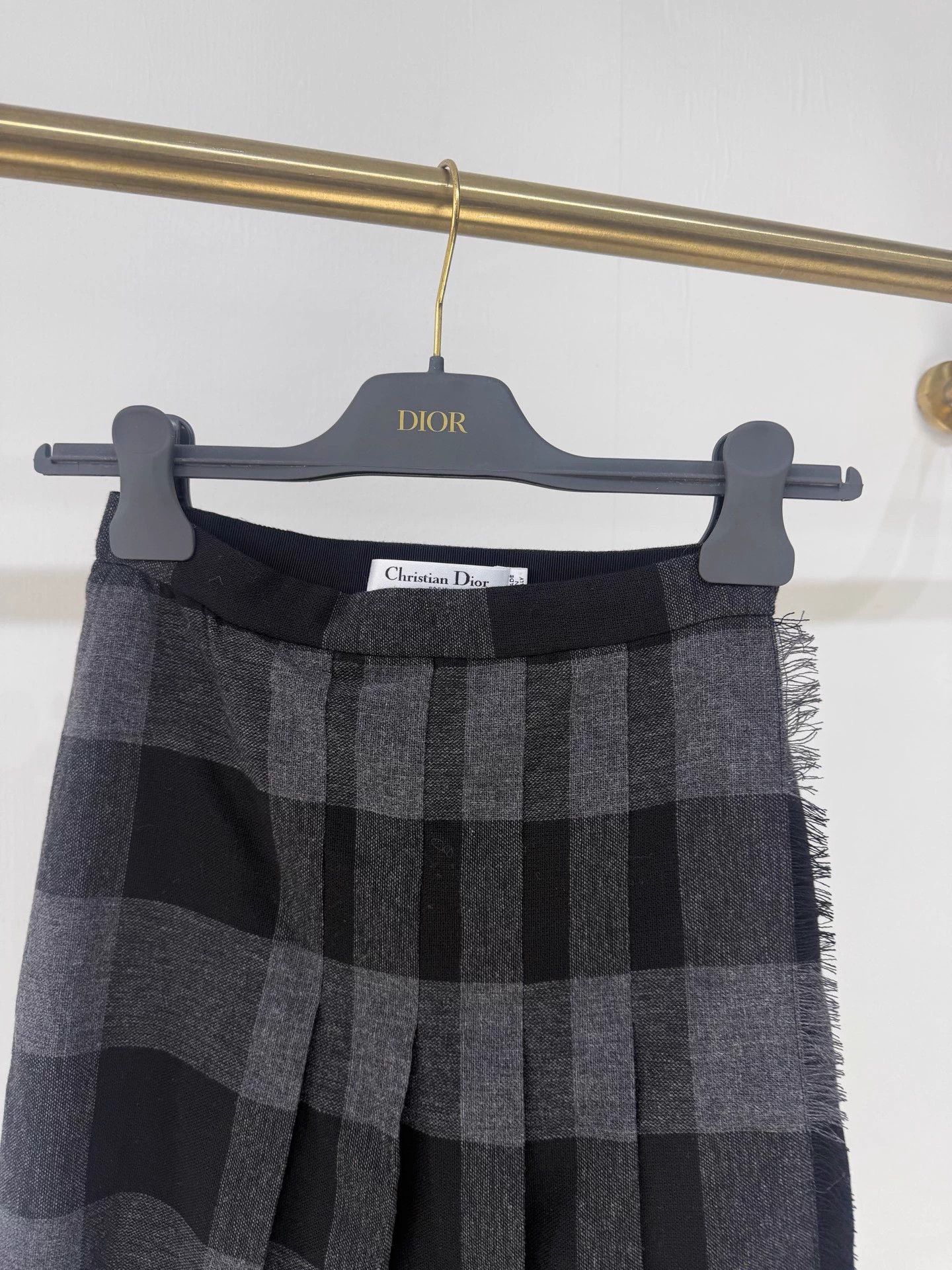 Dior Dior Black & Gray Plaid Tassel Pleated Skirt FR34 Size 25" / US 0 / IT 36 - 2 Thumbnail