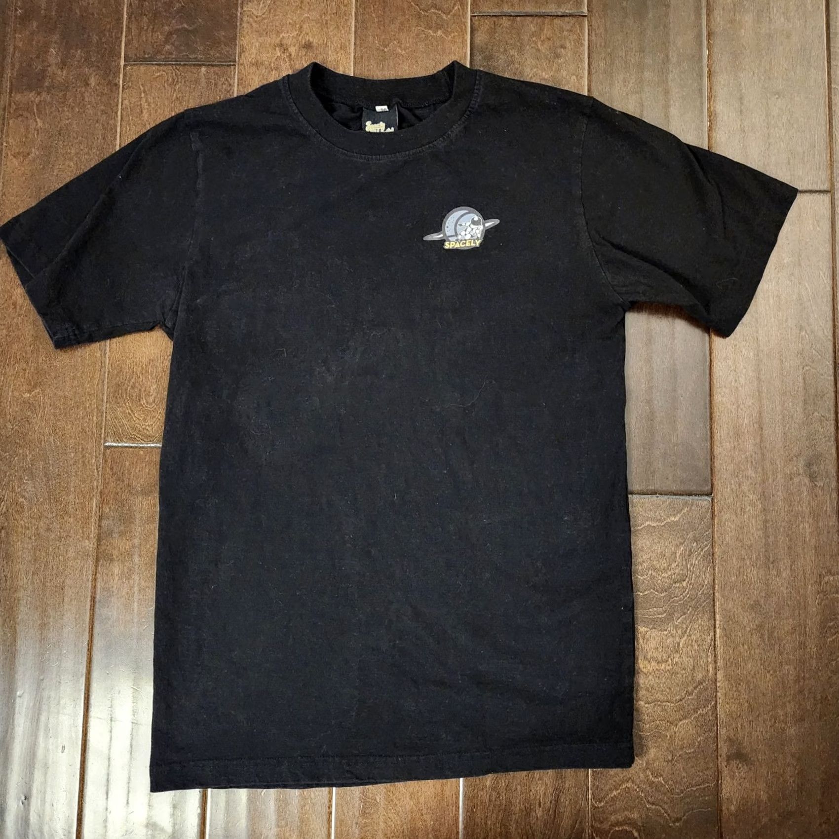 Vintage Spacely Unlimited T-Shirt Black Short Sleeve Size L Mens Space Pattern Stains Cleaning Needed Regular Cotton Shirt Size US L / EU 52-54 / 3 - 2 Thumbnail