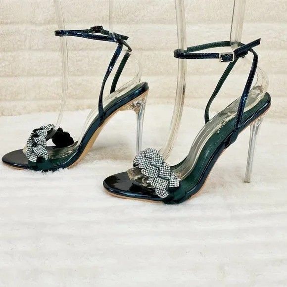 Other Eva Teal Metallic Braided Rhinestone Stiletto Heel Wrap Stra Size US 8 / IT 38 - 5 Thumbnail
