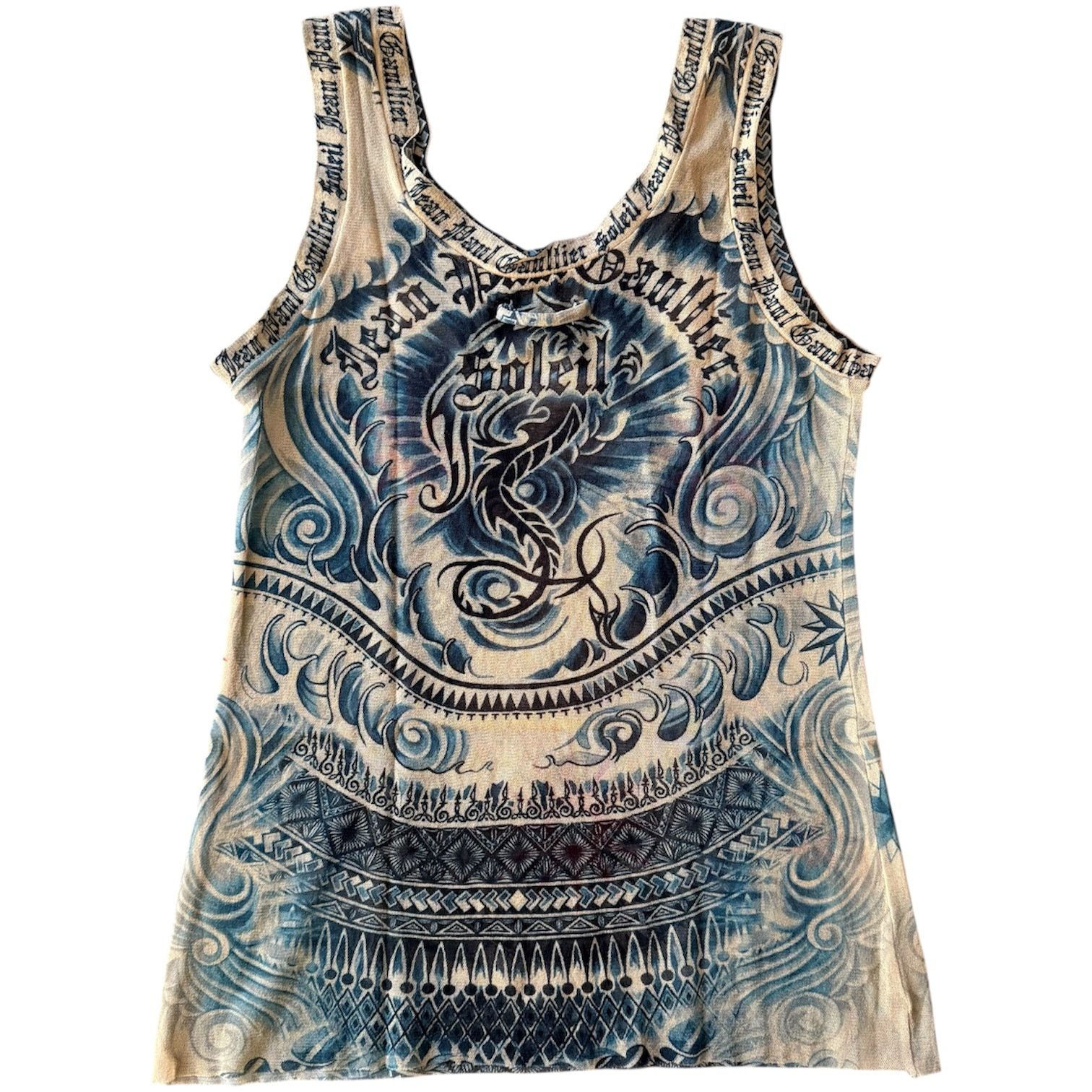 Jean Paul Gaultier Jean Paul Gaultier Soleil Tattoo Archive Mesh Tank Top Beige Size M / US 6-8 / IT 42-44 - 14 Thumbnail