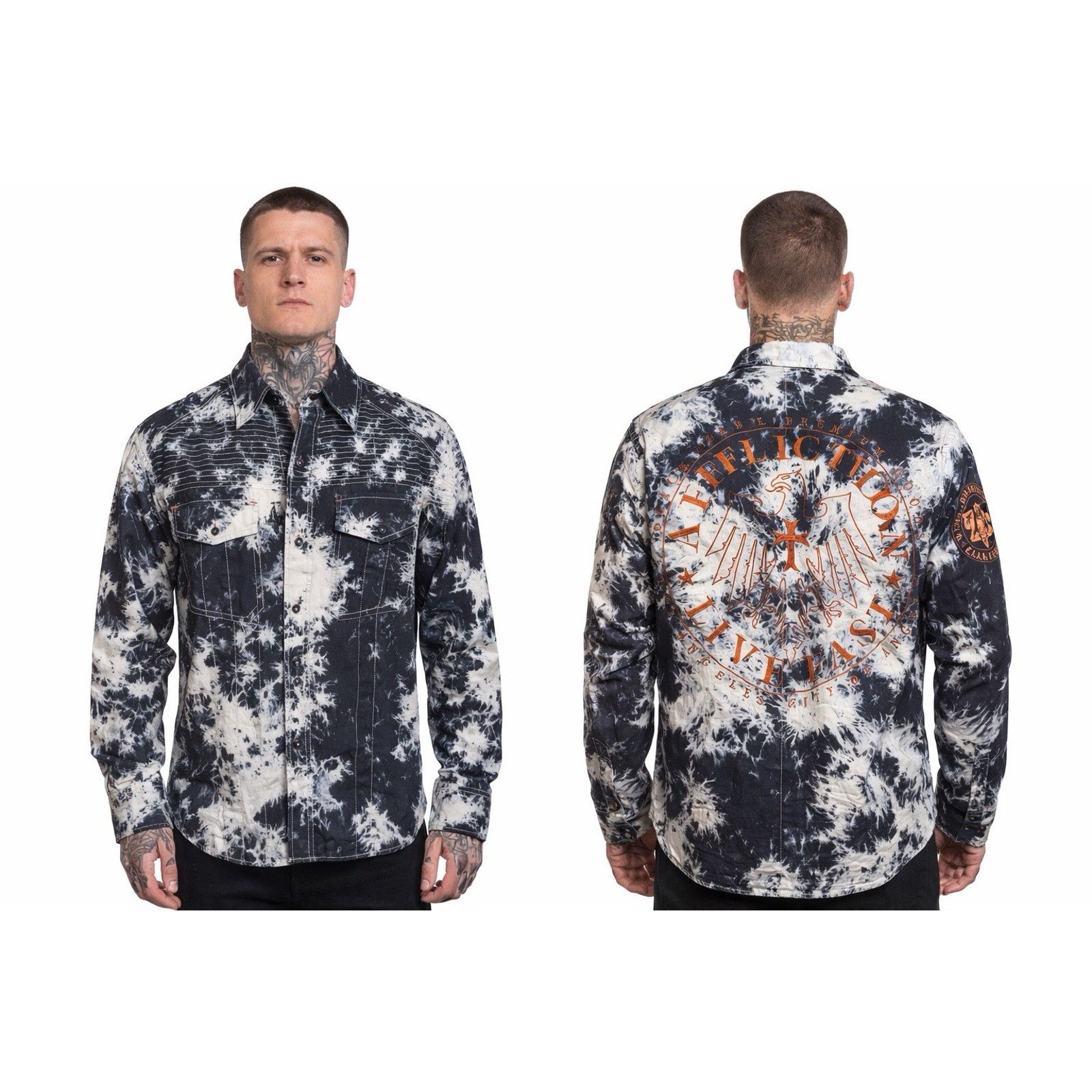 Affliction Affliction Sz XL Black Label Button Up Acid Wash Embroidered Size US XL / EU 56 / 4 - 1 Thumbnail
