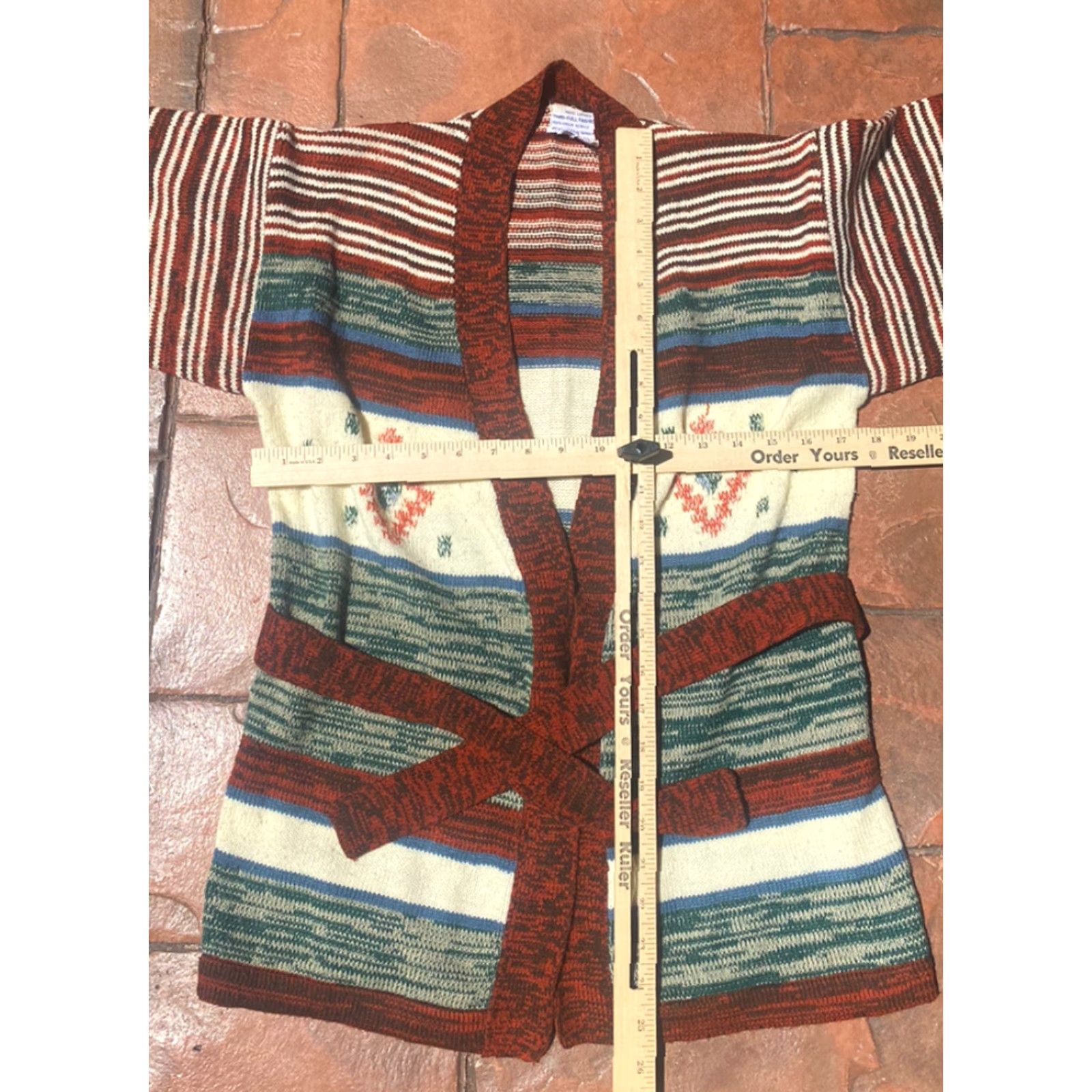 Vintage VINTAGE 70s Southwestern Aztec Cardigan Sweater Robe Belted Large Rusty Red Look Rockabilly Hard 70s Size L / US 10 / IT 46 - 6 Thumbnail