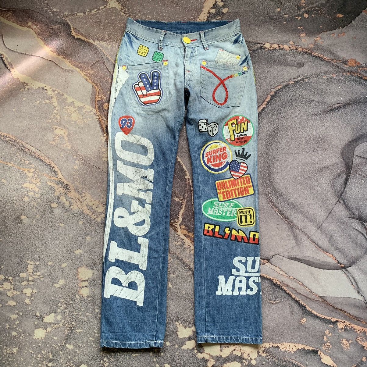 Japanese Brand × Vintage Blue Moon Blue Distressed Jeans Size US 29 - 1 Thumbnail